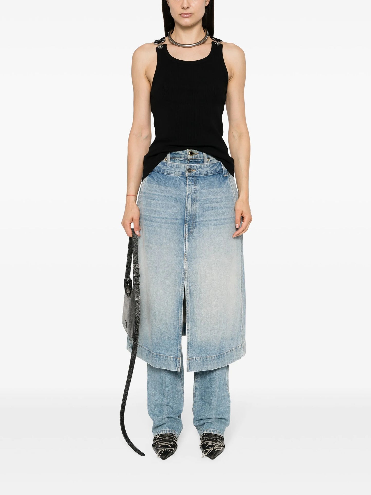 ribbed-knit cotton tank top