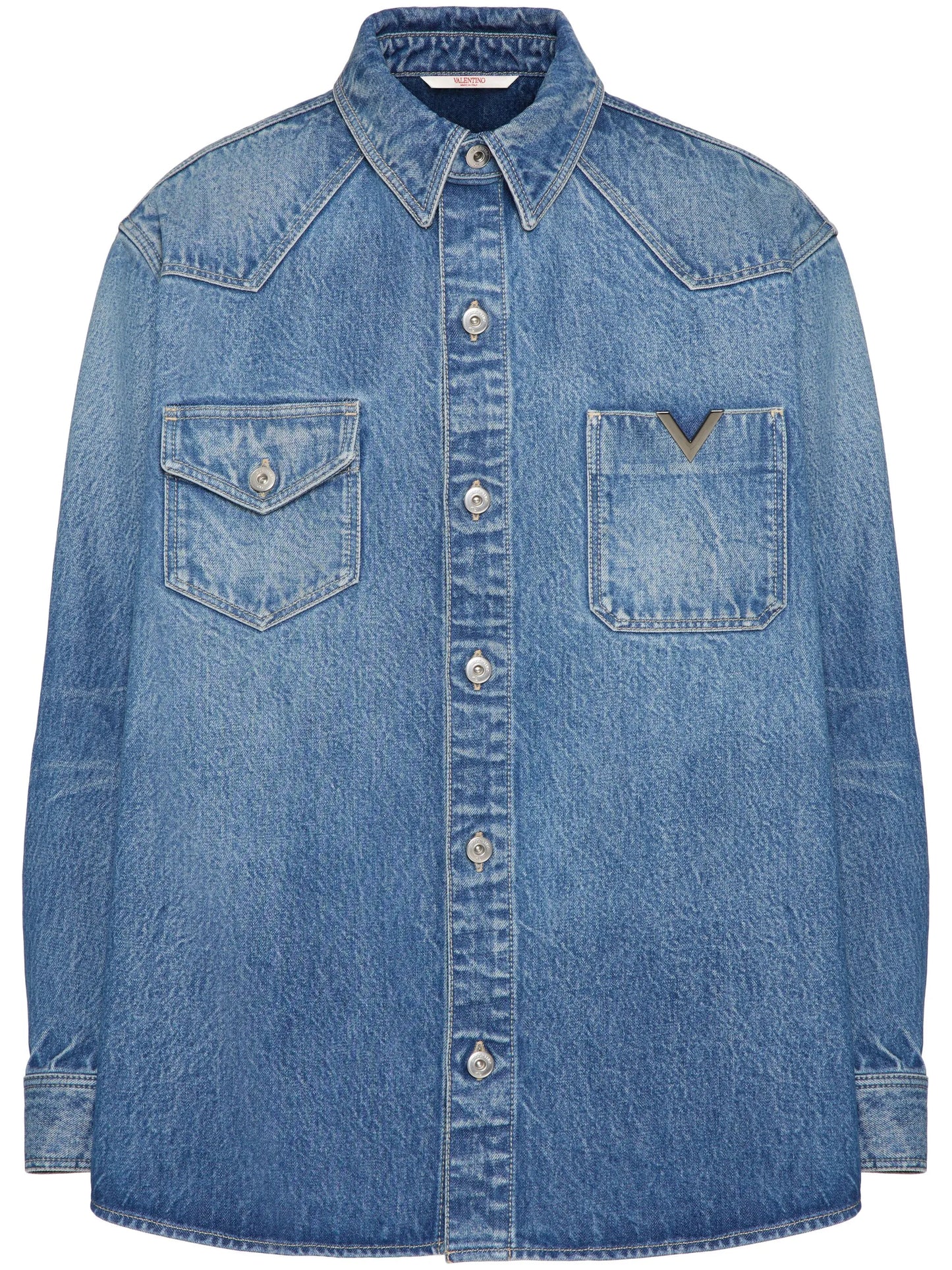 V-detail denim shirt