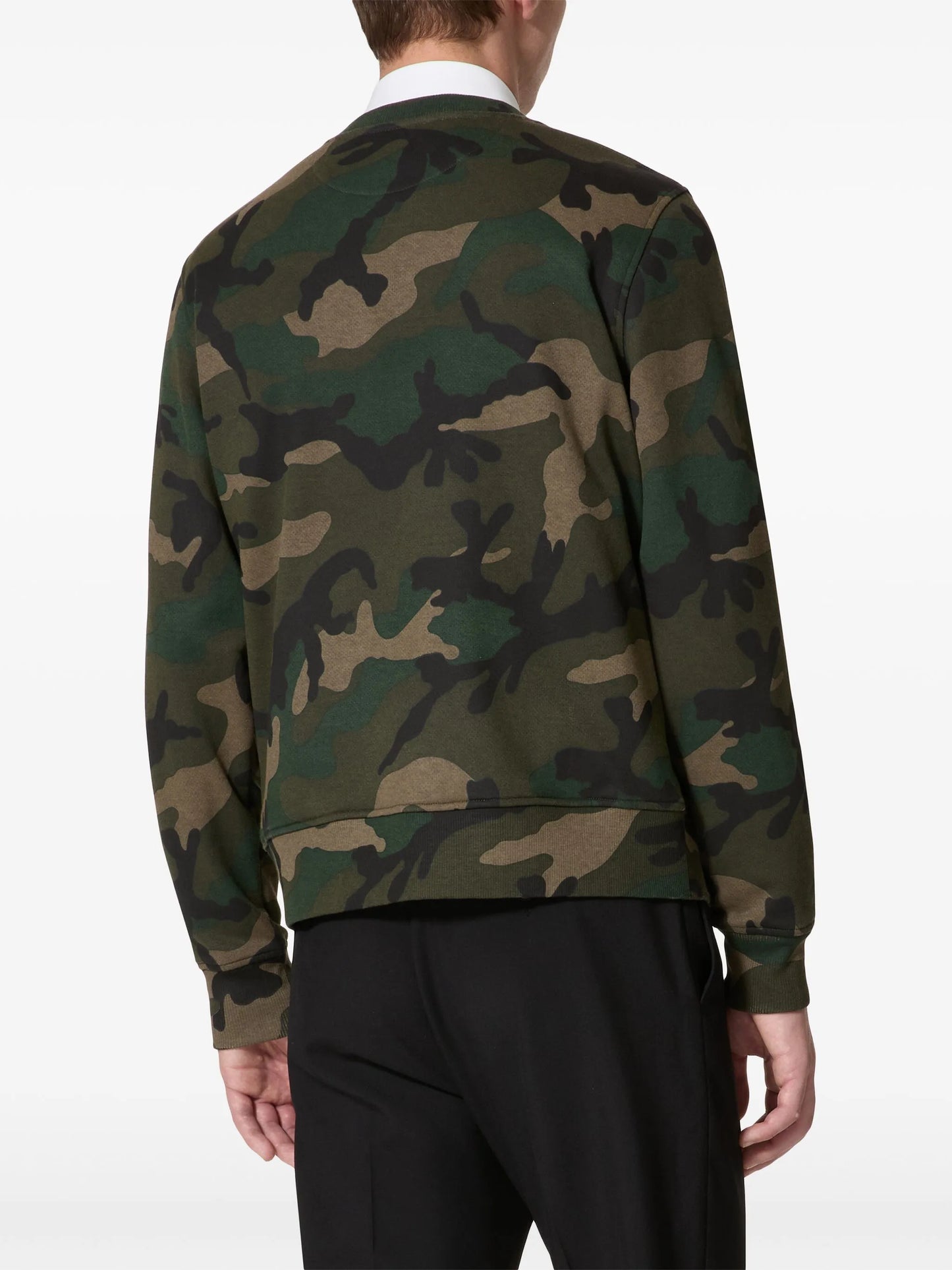 V-detail camouflage-print sweatshirt