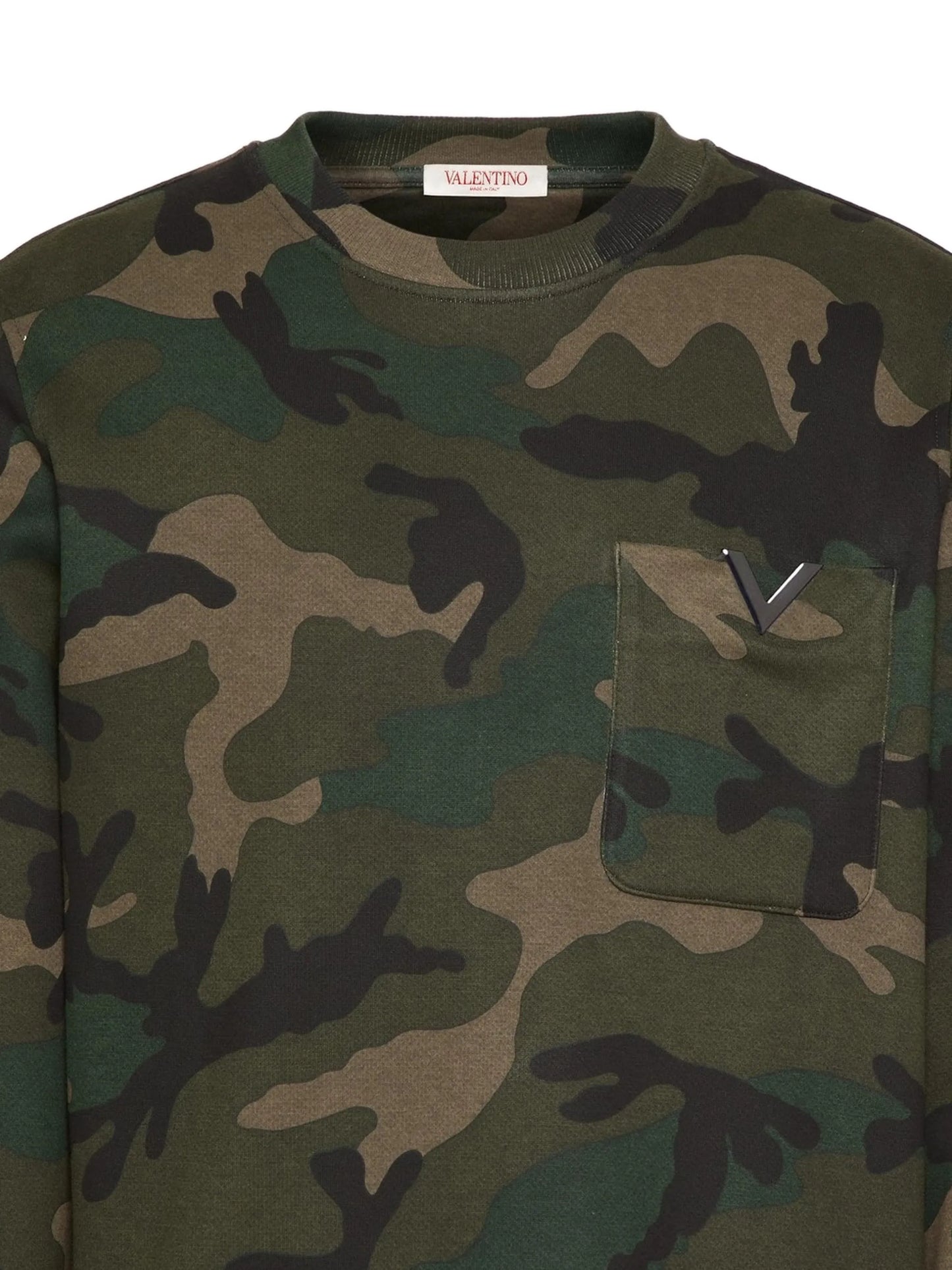 V-detail camouflage-print sweatshirt