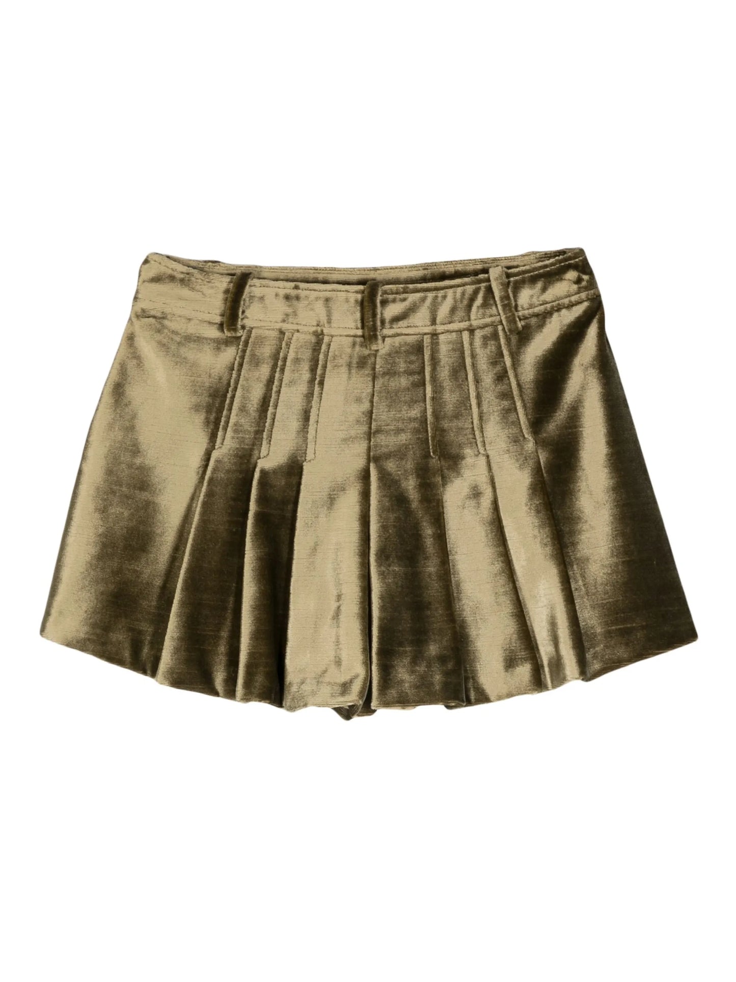 slubbed-velvet flared mini shorts