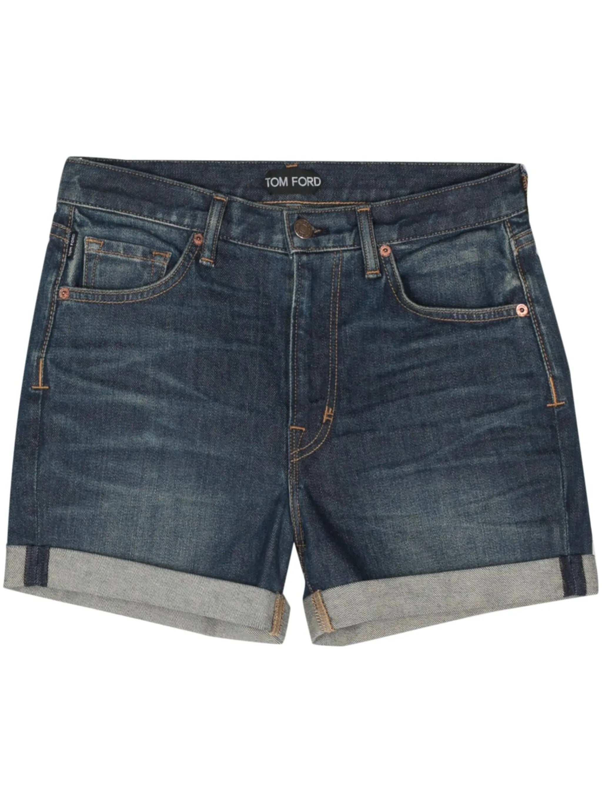 logo-patch denim shorts