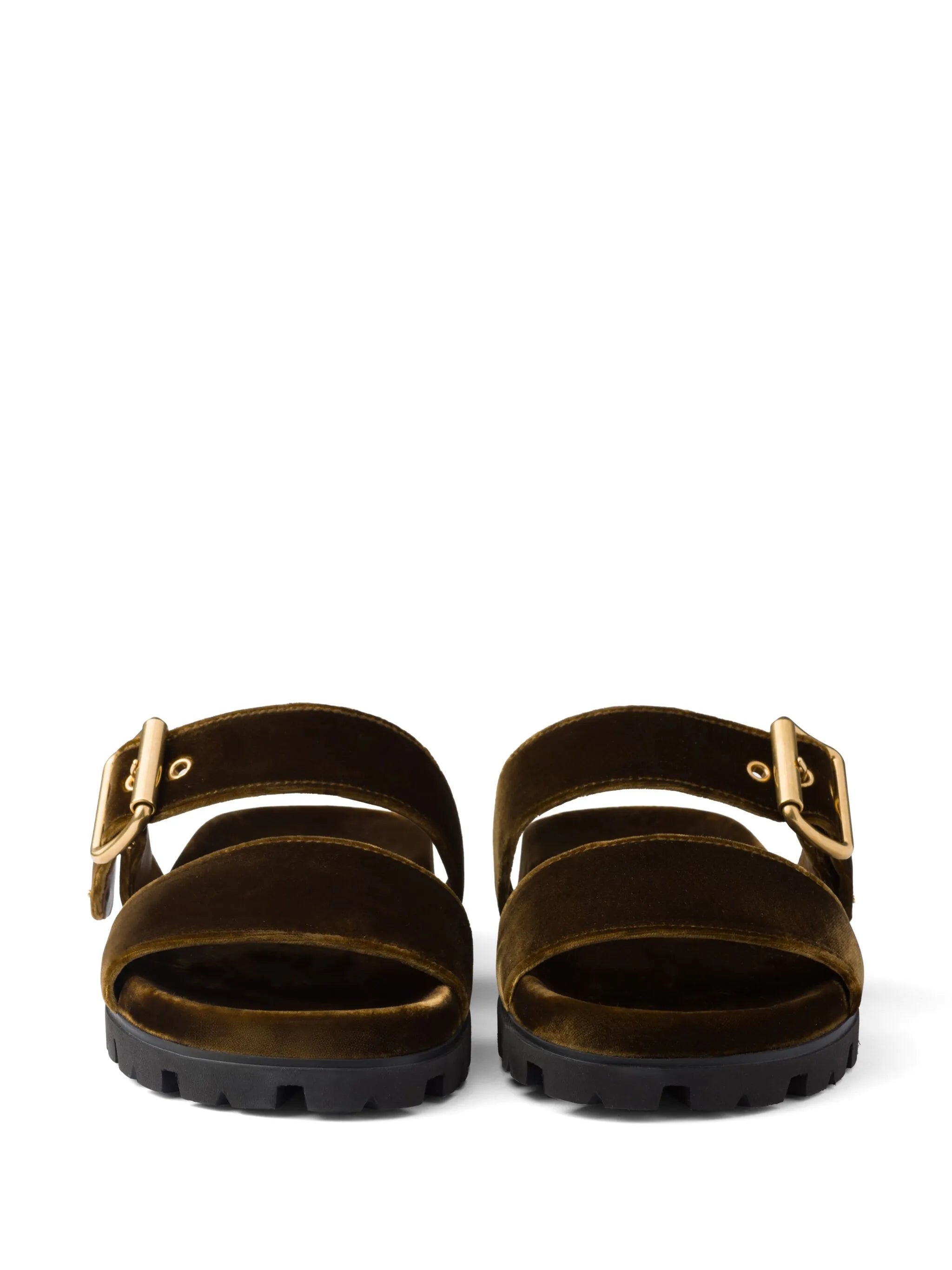 buckled velvet sandals