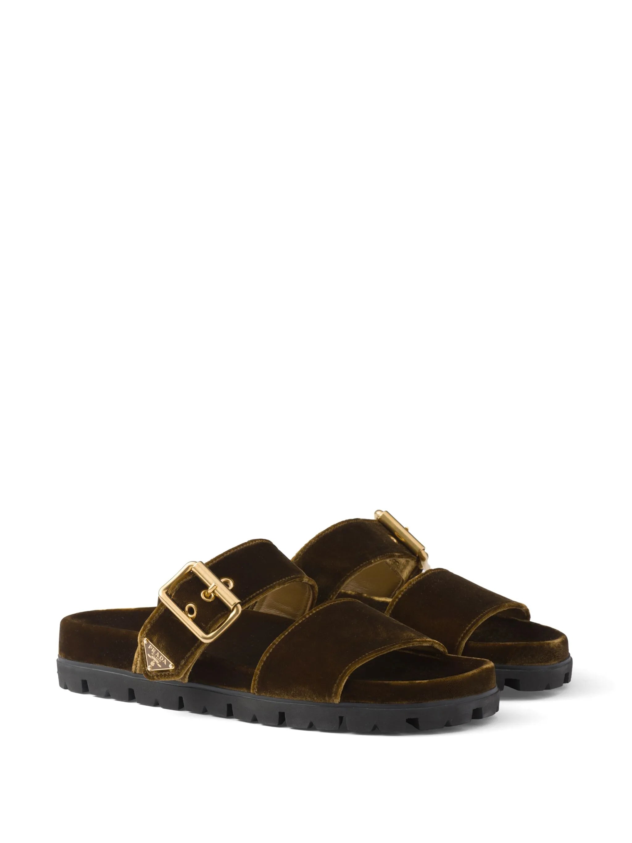 buckled velvet sandals