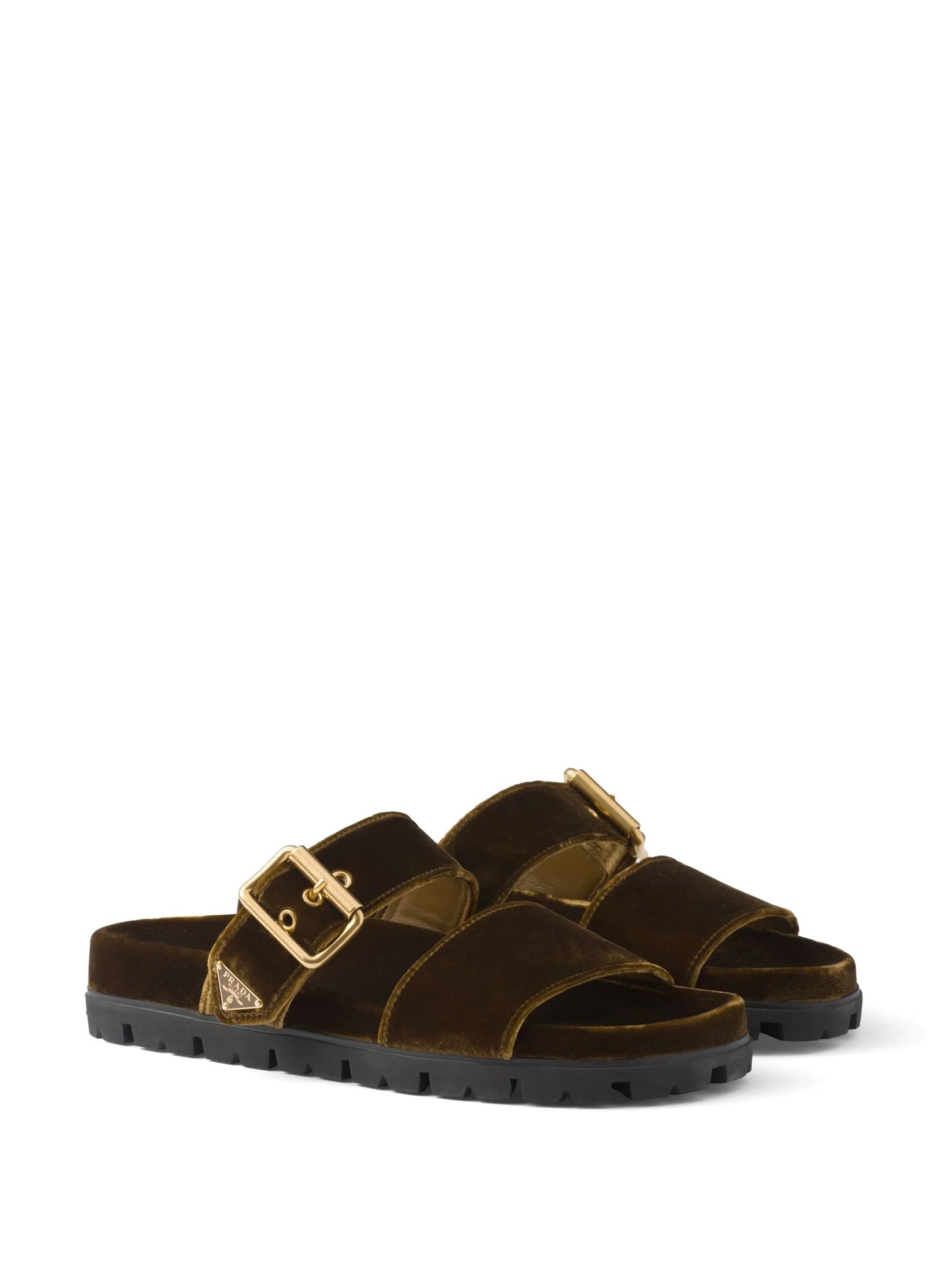 buckled velvet sandals