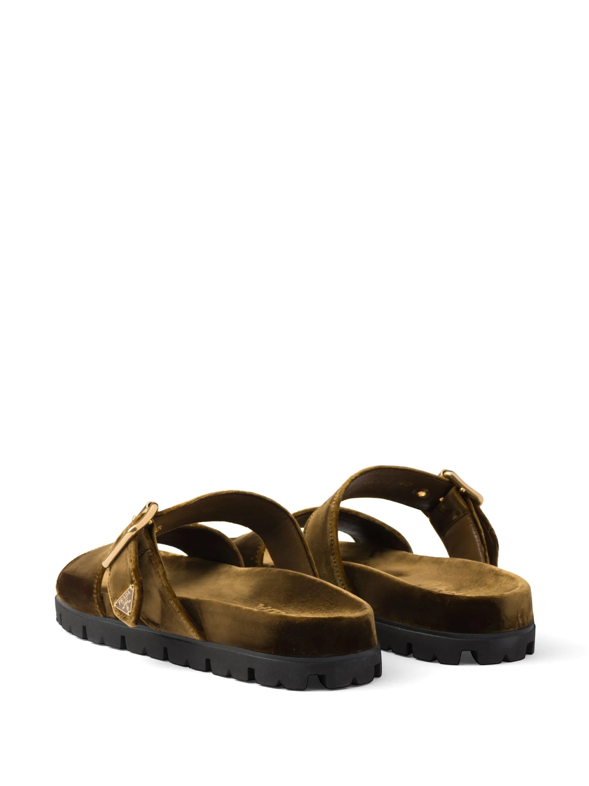 buckled velvet sandals