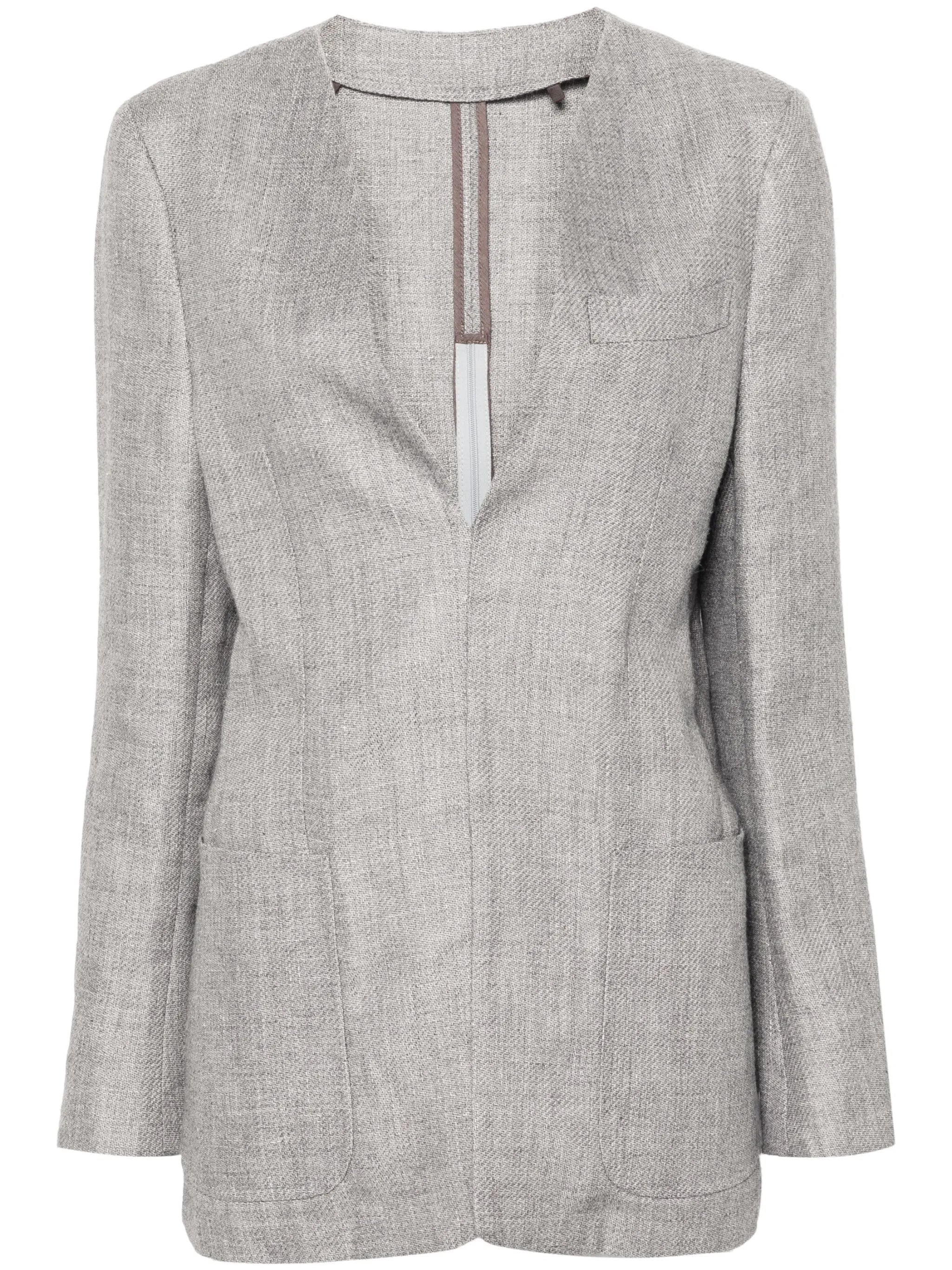 x Zegna collarless V-neck blazer