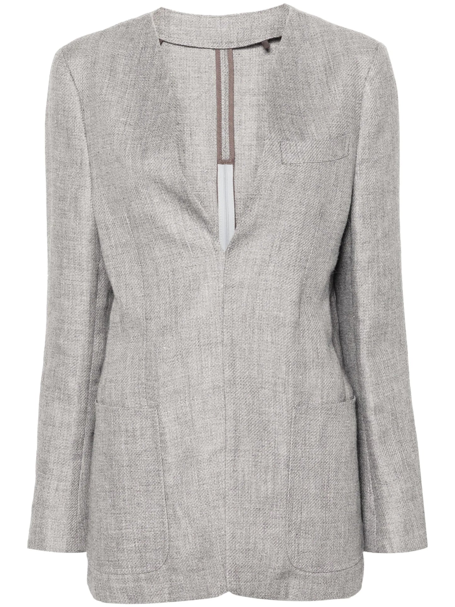 x Zegna collarless V-neck blazer