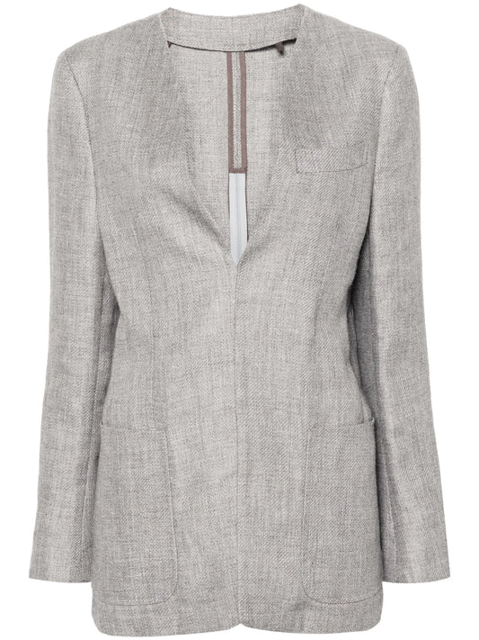x Zegna collarless V-neck blazer