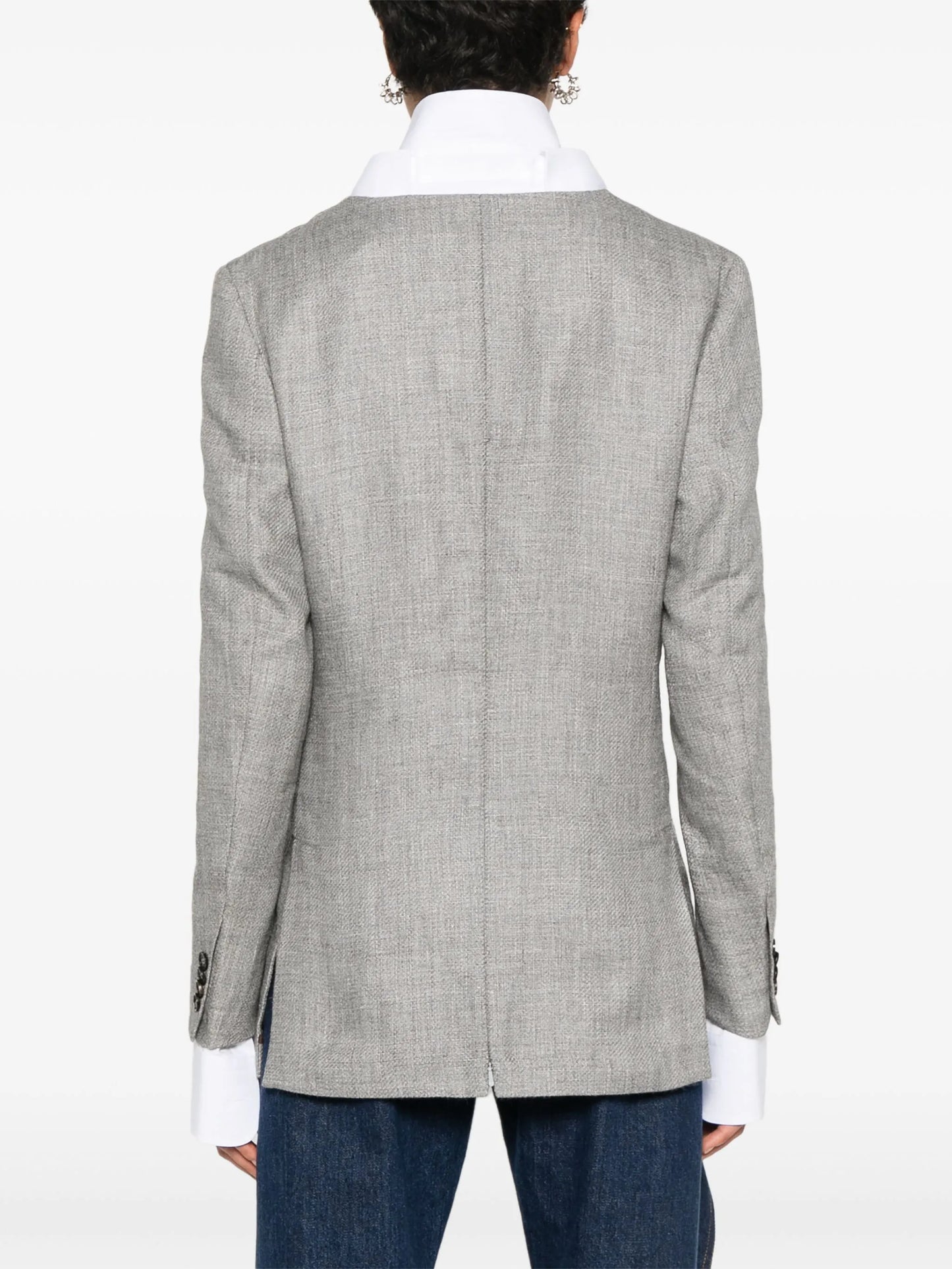 x Zegna collarless V-neck blazer