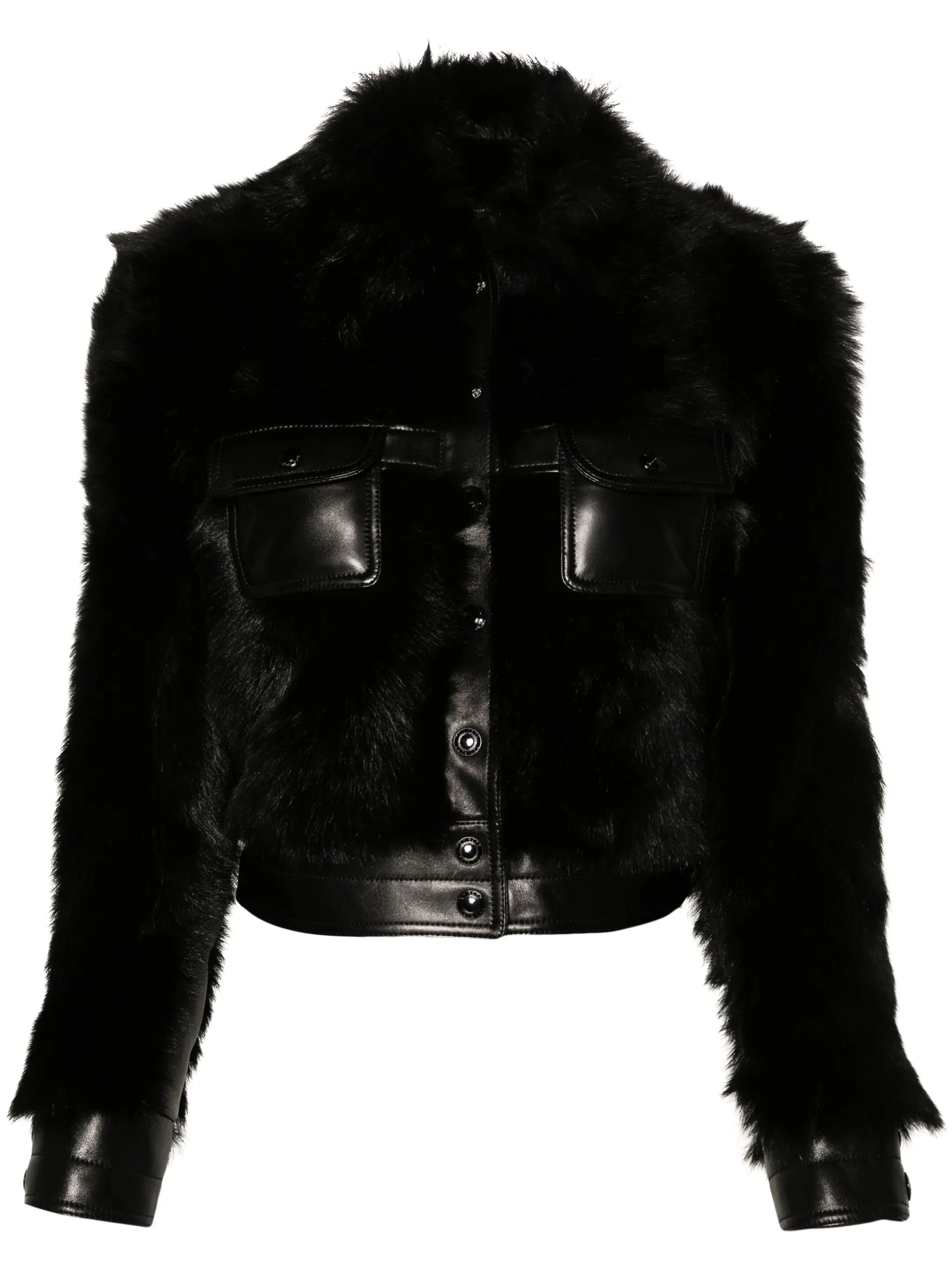 spread-collar shearling jacket