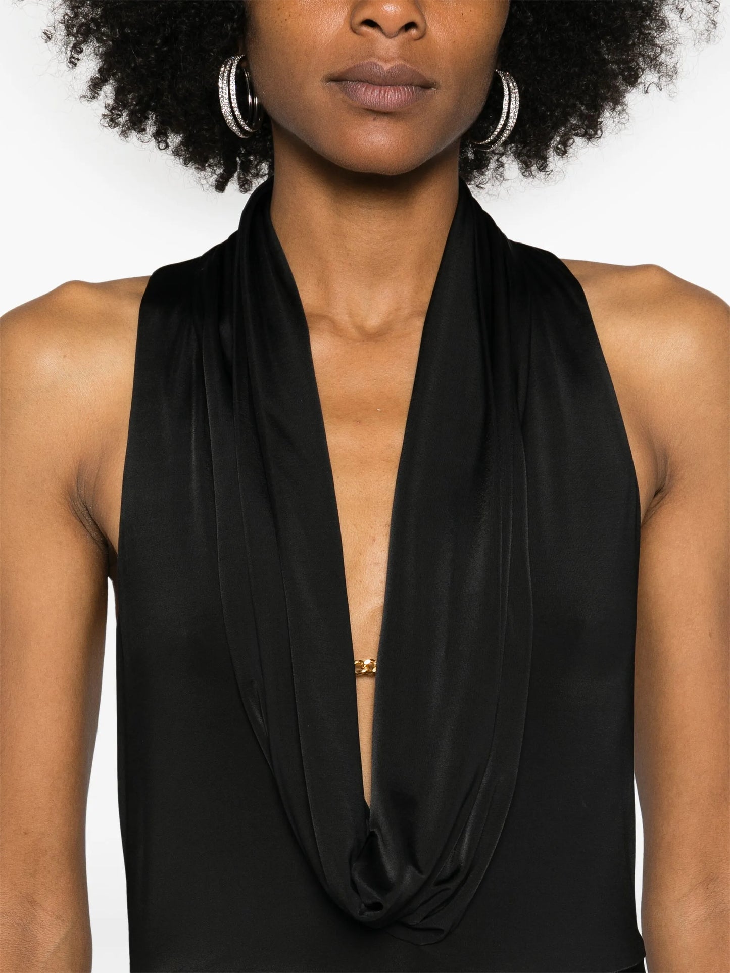 draped sleeveless gown