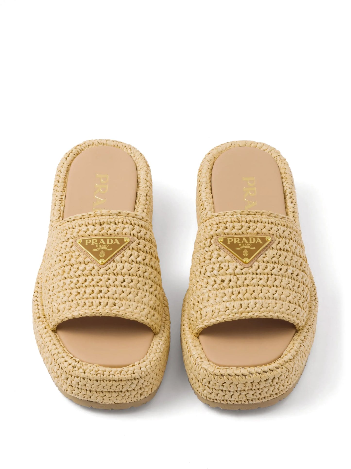 logo-plaque woven-raffia sandals