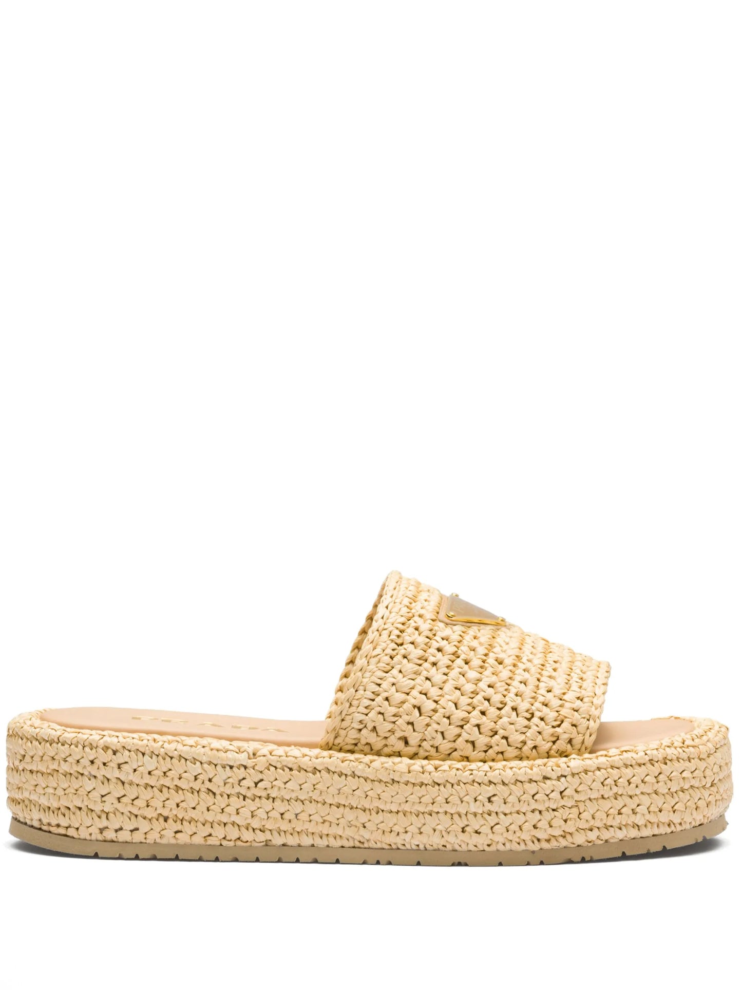 logo-plaque woven-raffia sandals