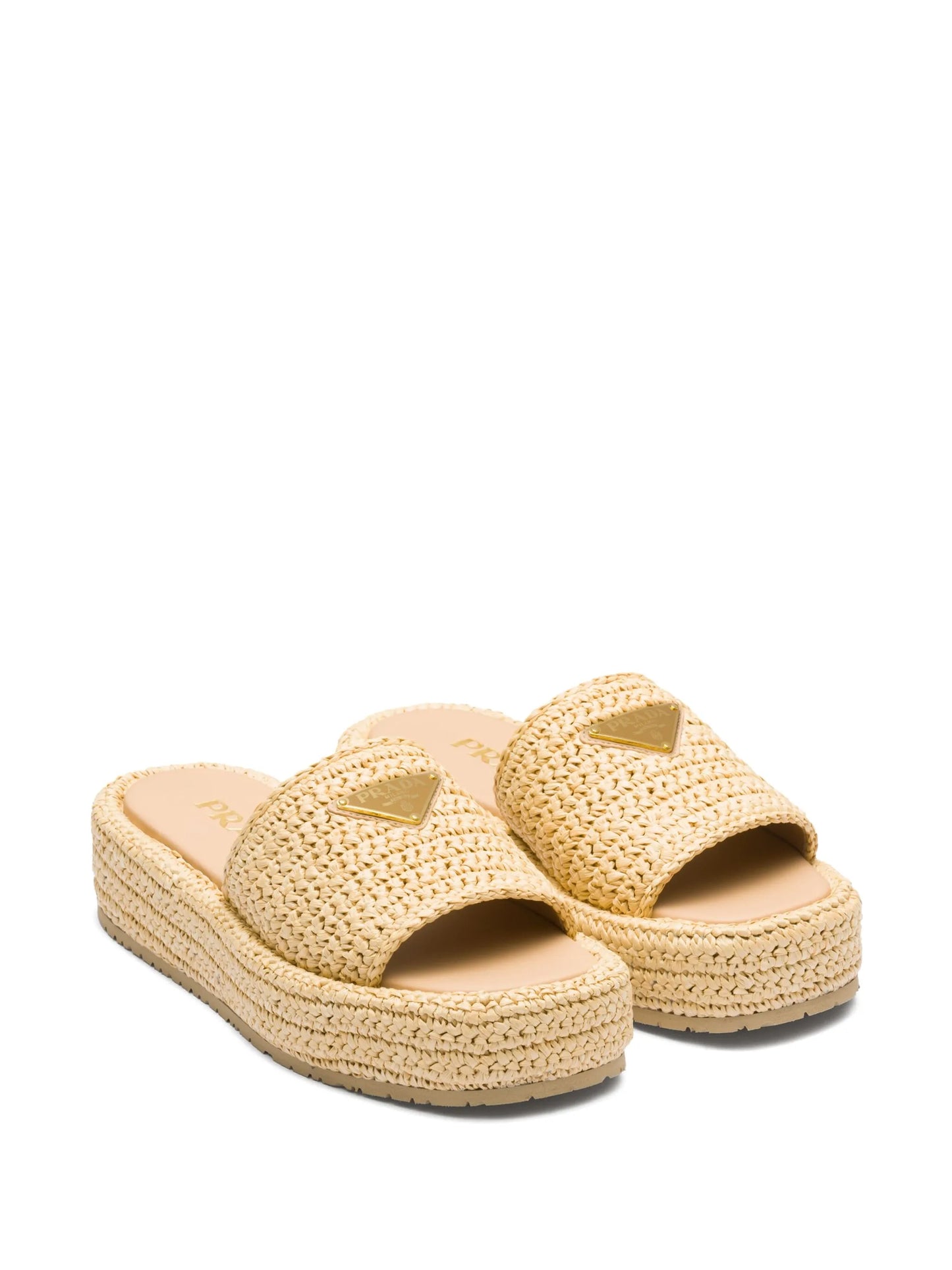 logo-plaque woven-raffia sandals