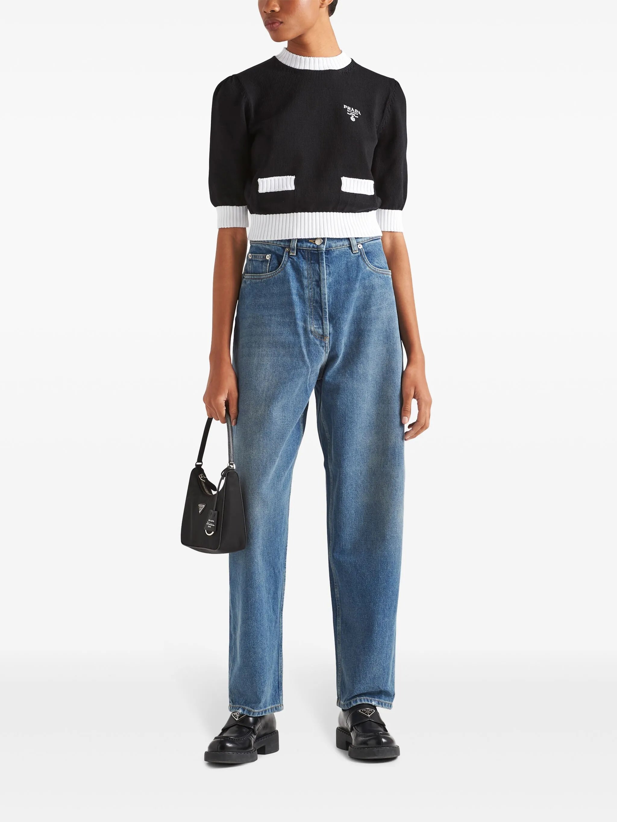 high-rise straight-leg jeans