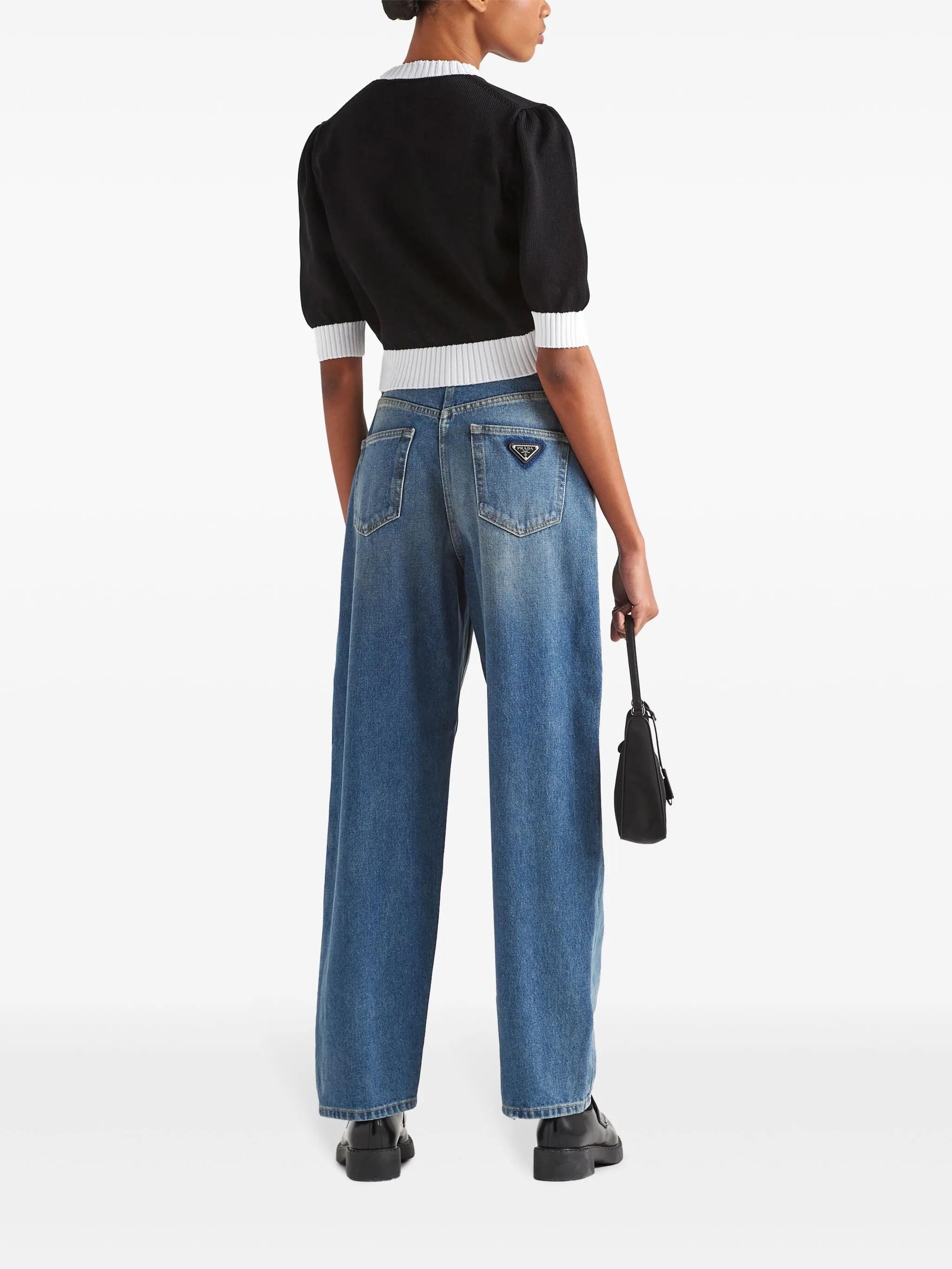 high-rise straight-leg jeans