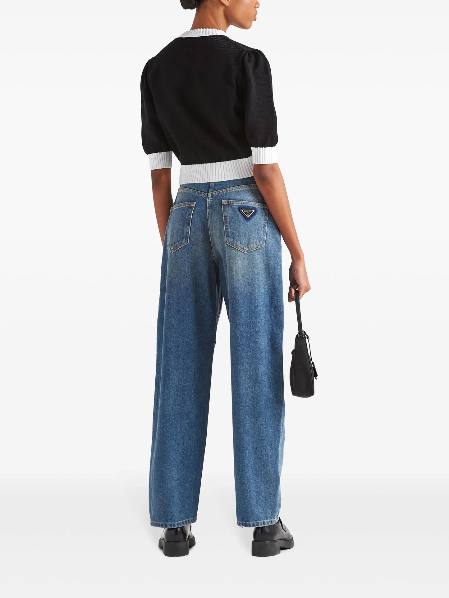 high-rise straight-leg jeans