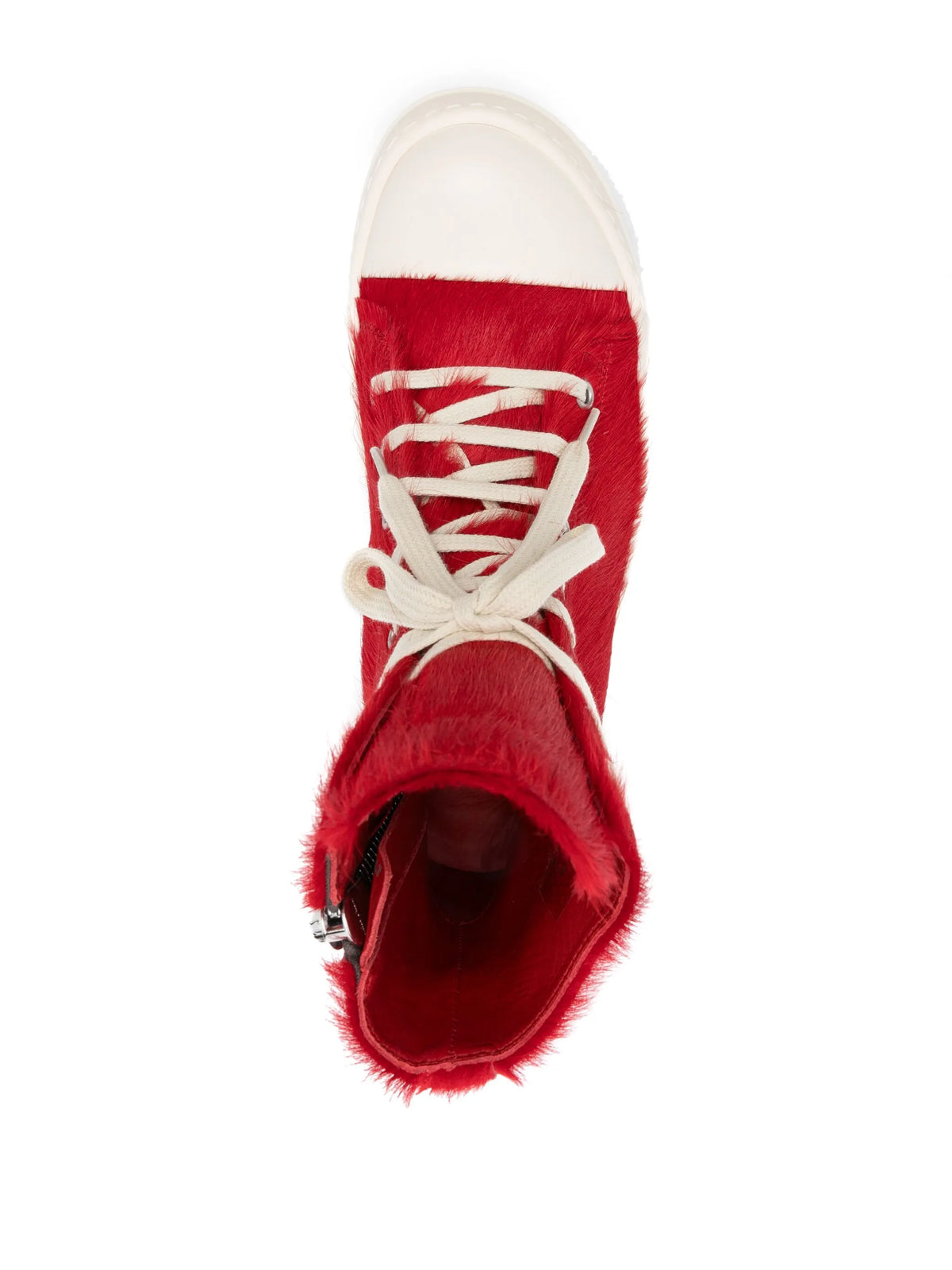 fur-texture leather sneakers