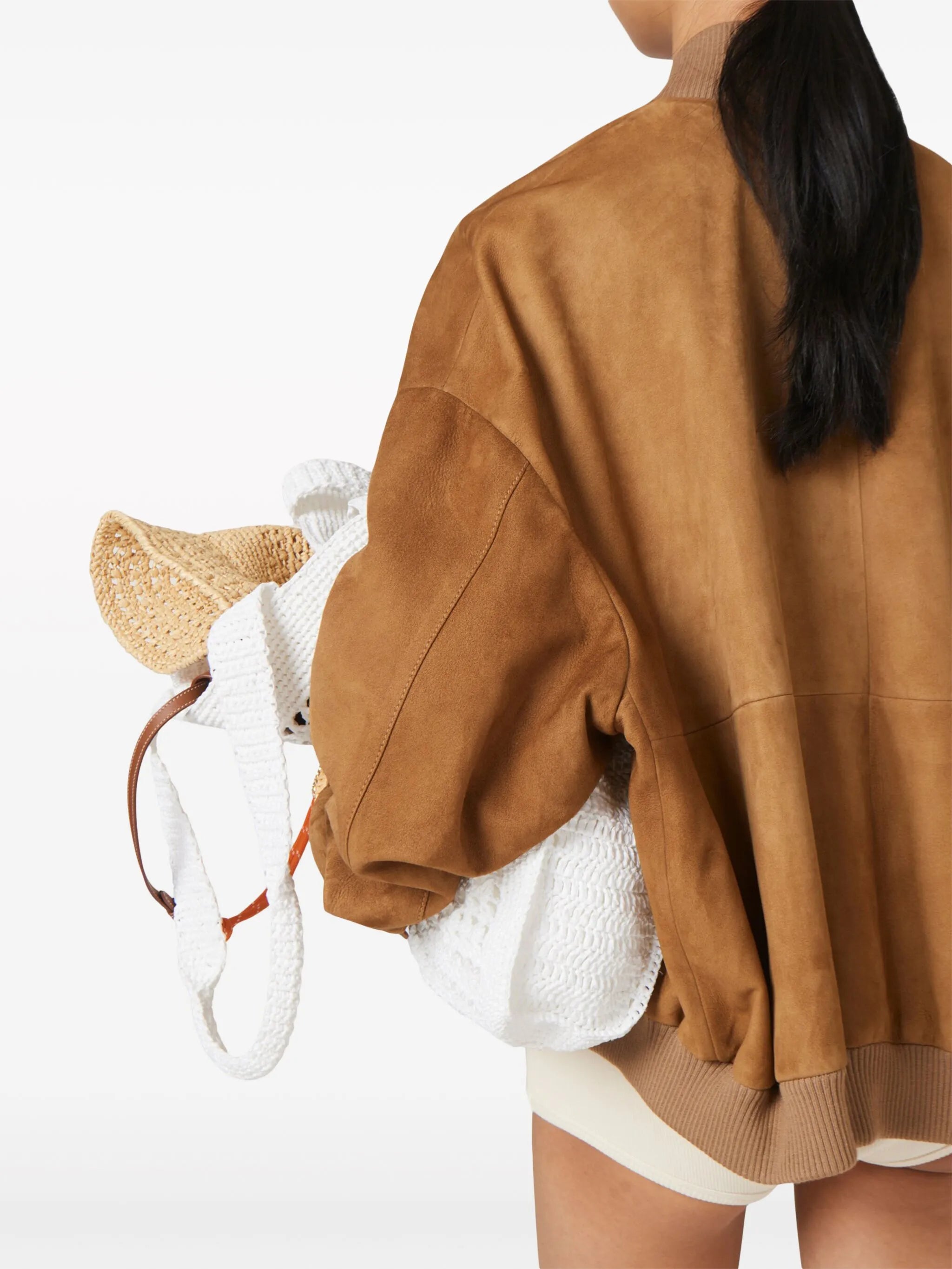 logo-lettering suede jacket