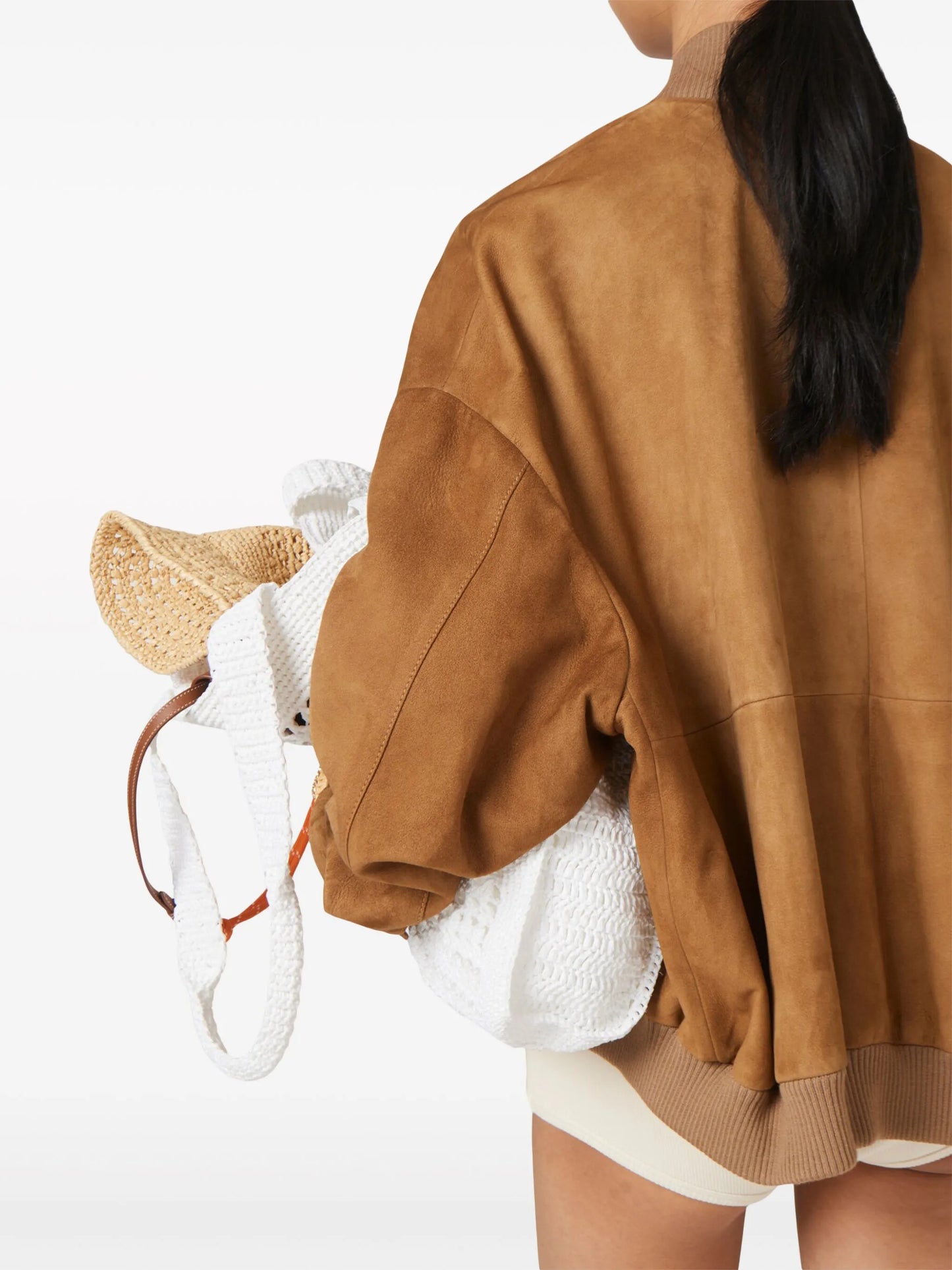 logo-lettering suede jacket