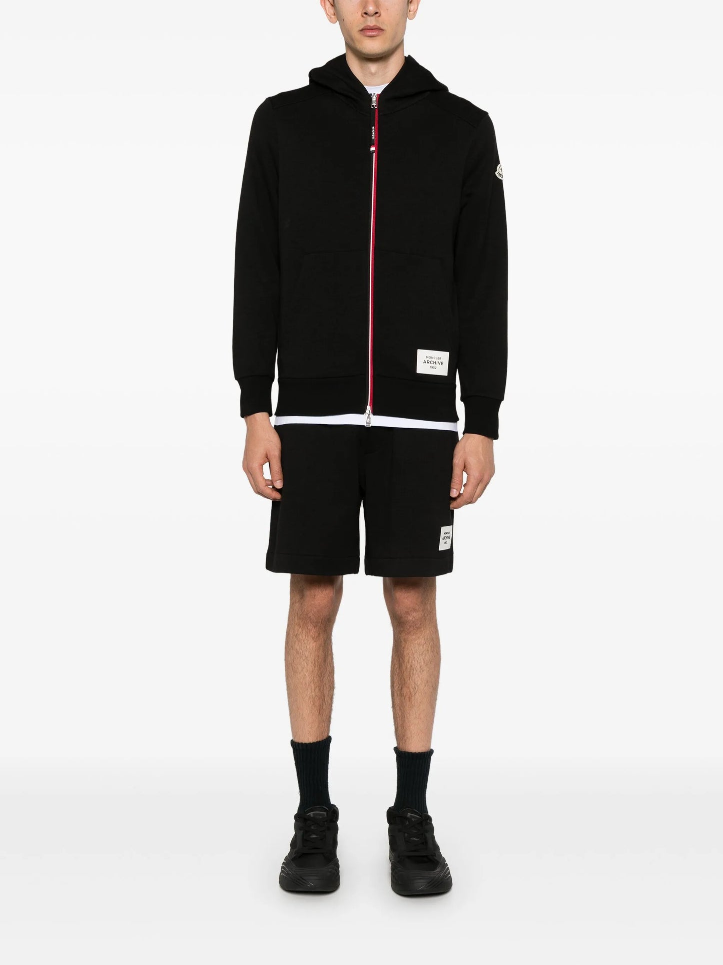 appliqué-logo zipped hoodie