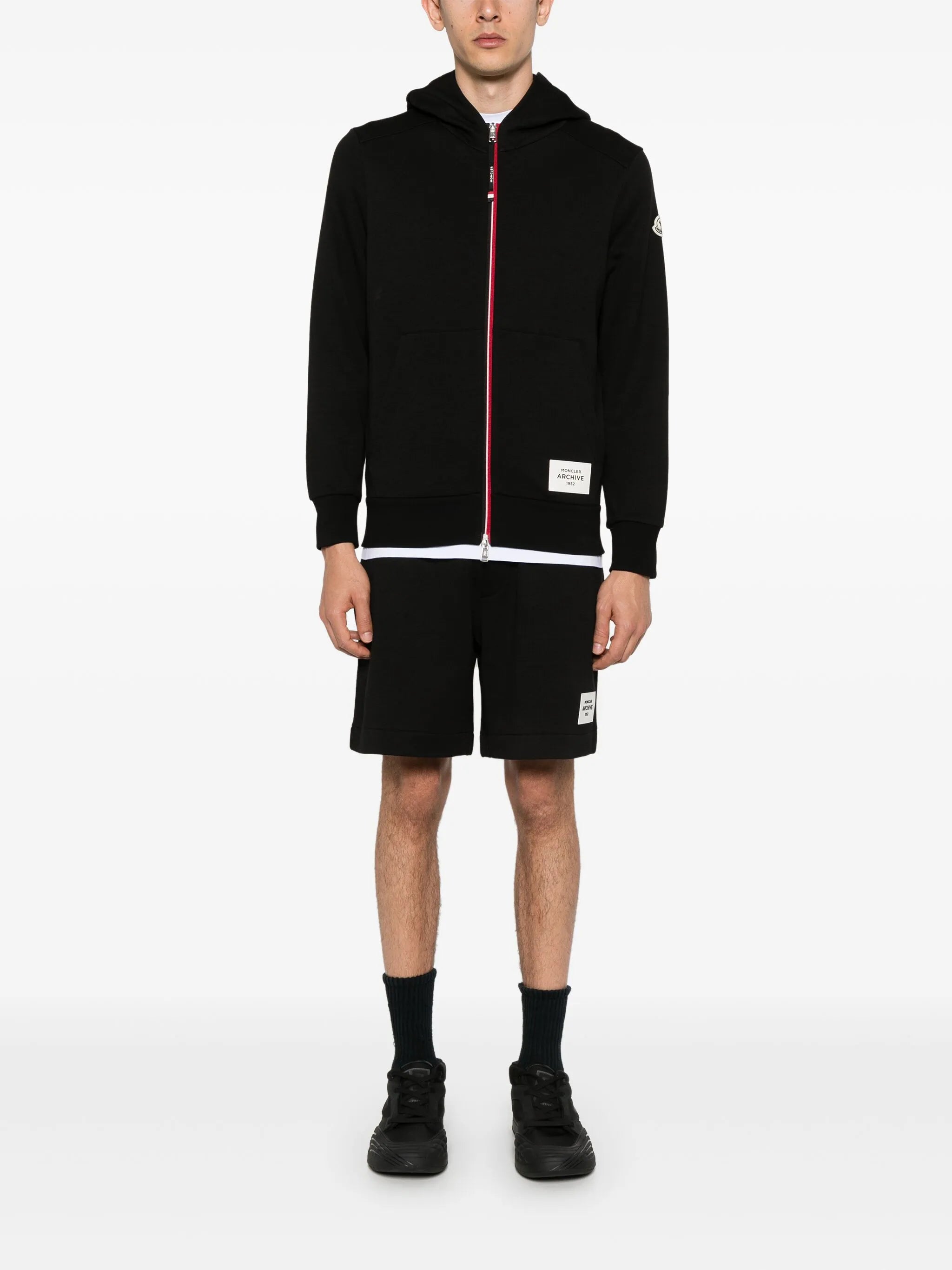 appliqué-logo zipped hoodie