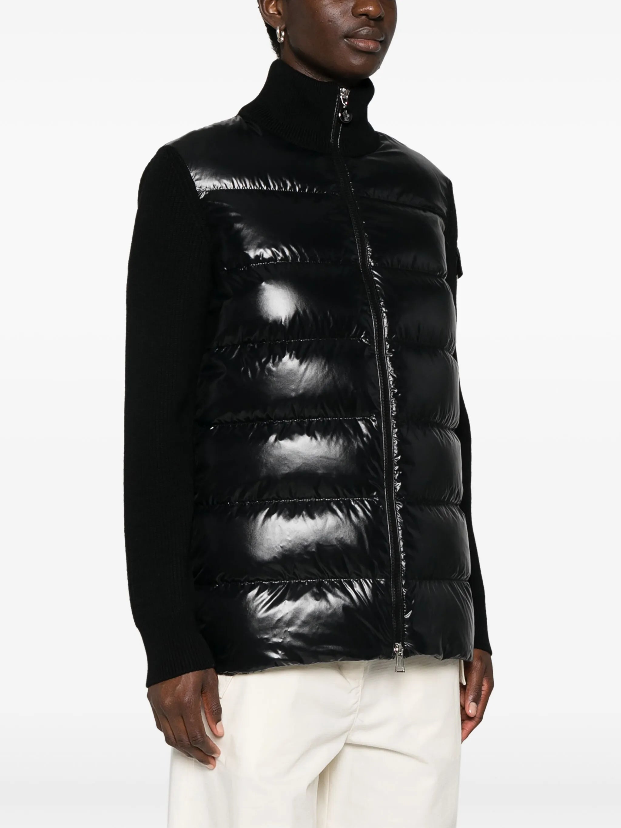 knitted-panels puffer jacket