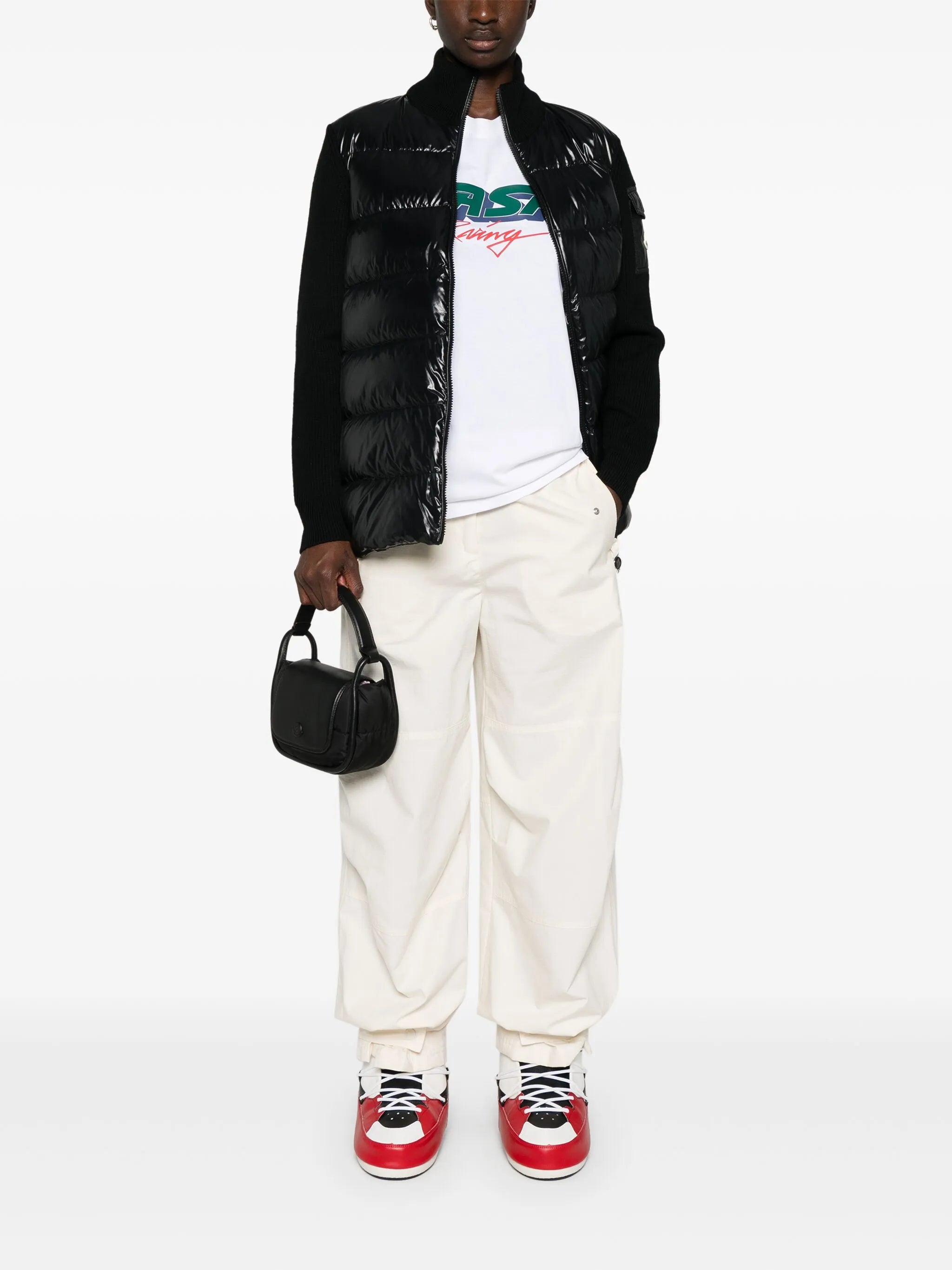 knitted-panels puffer jacket