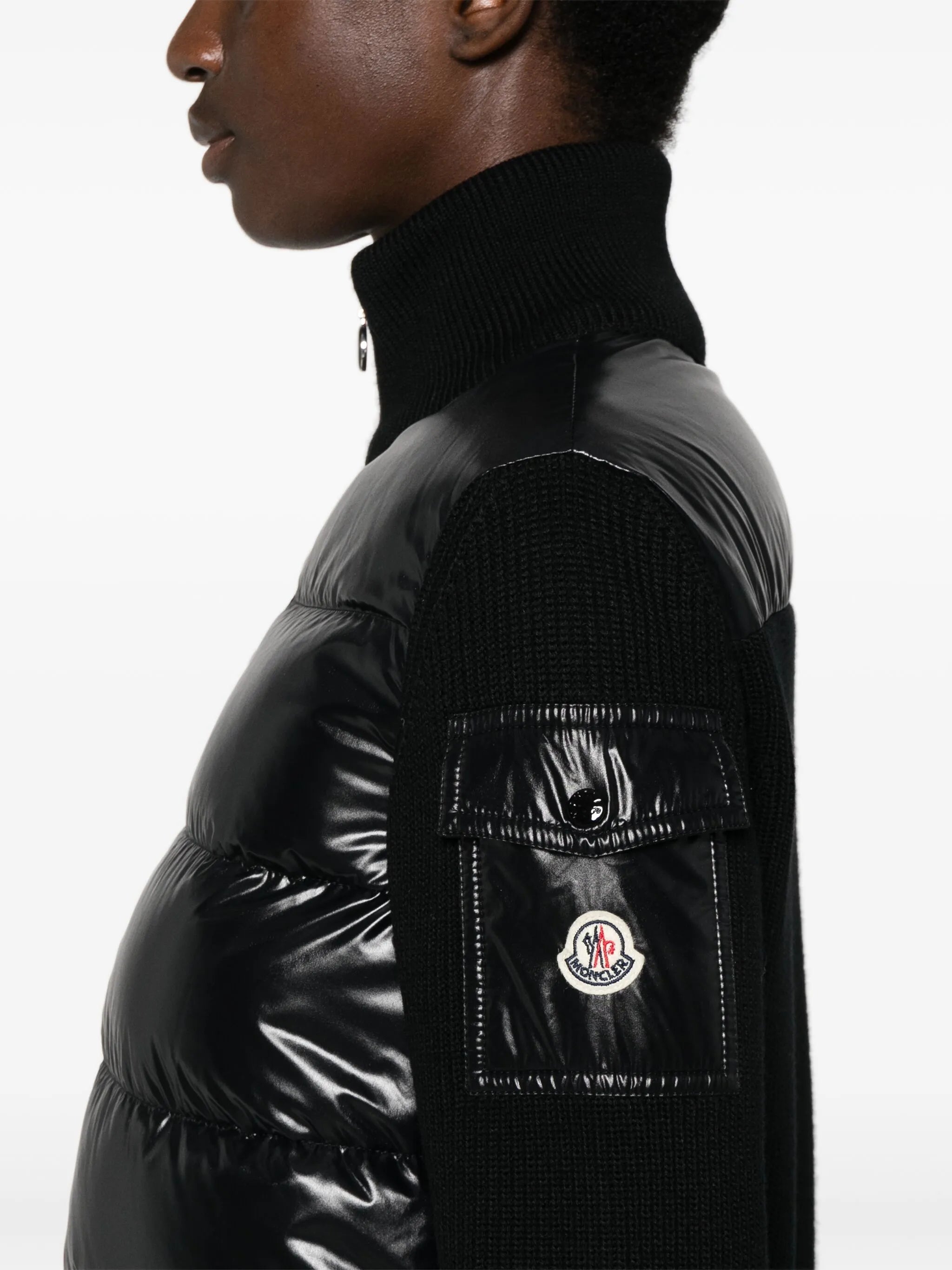 knitted-panels puffer jacket