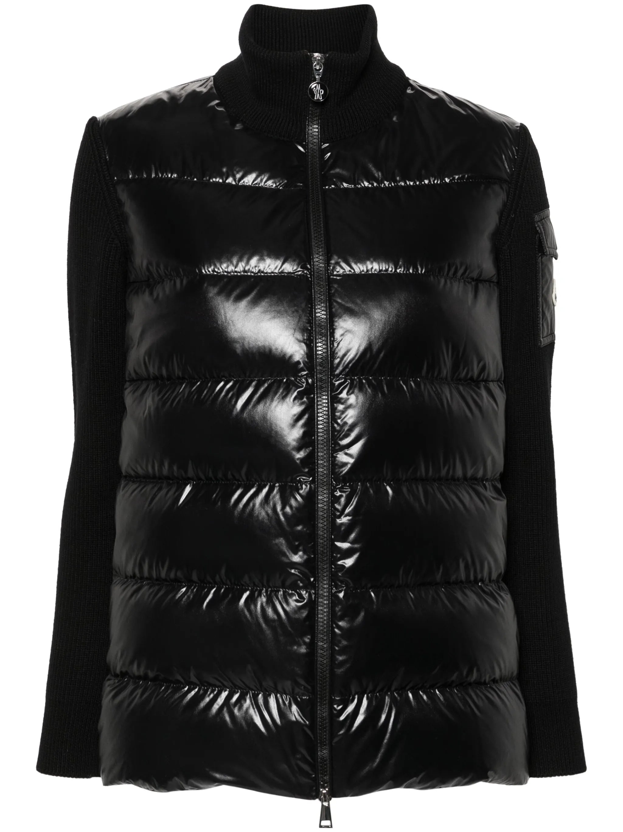 knitted-panels puffer jacket