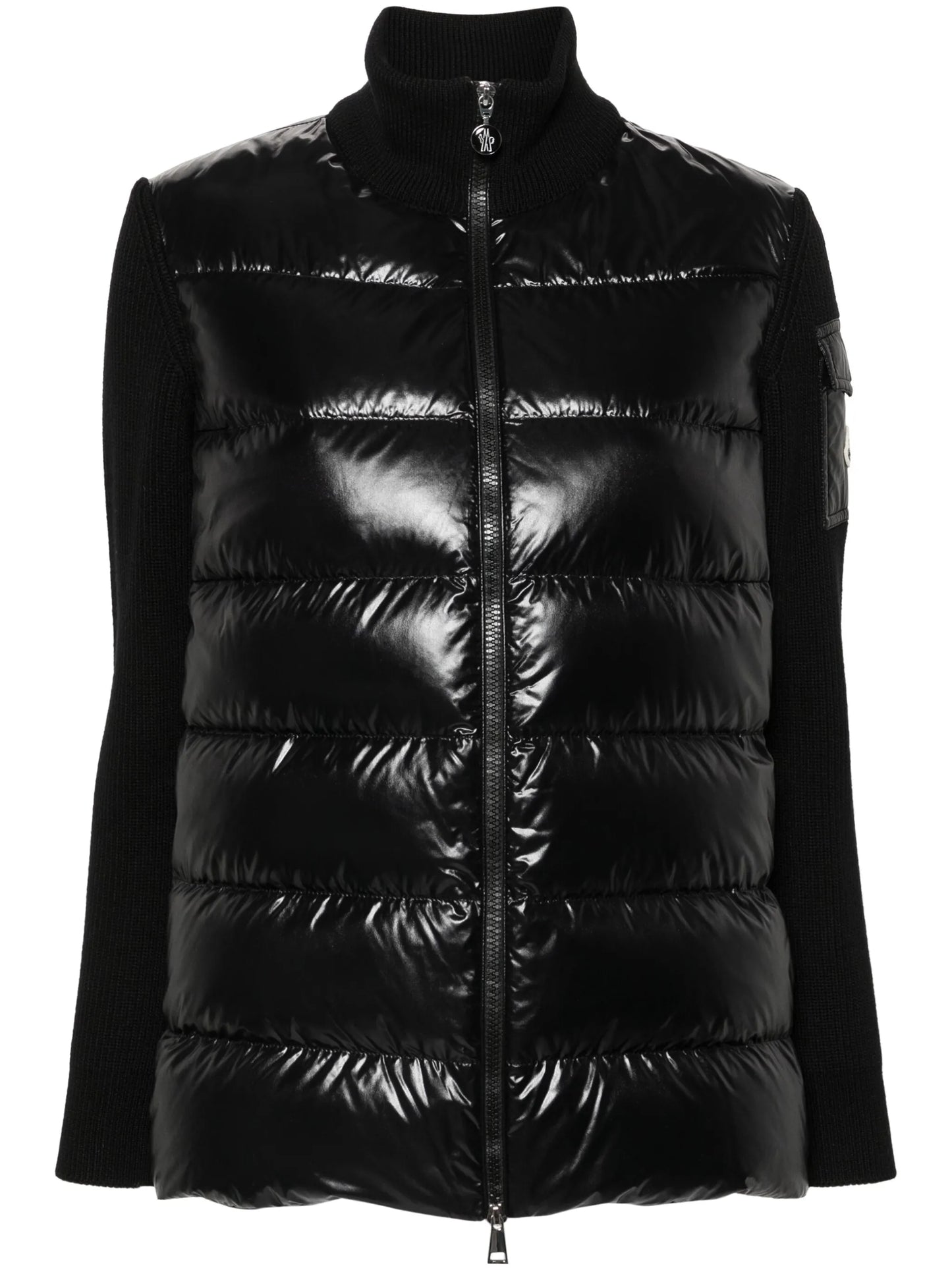 knitted-panels puffer jacket