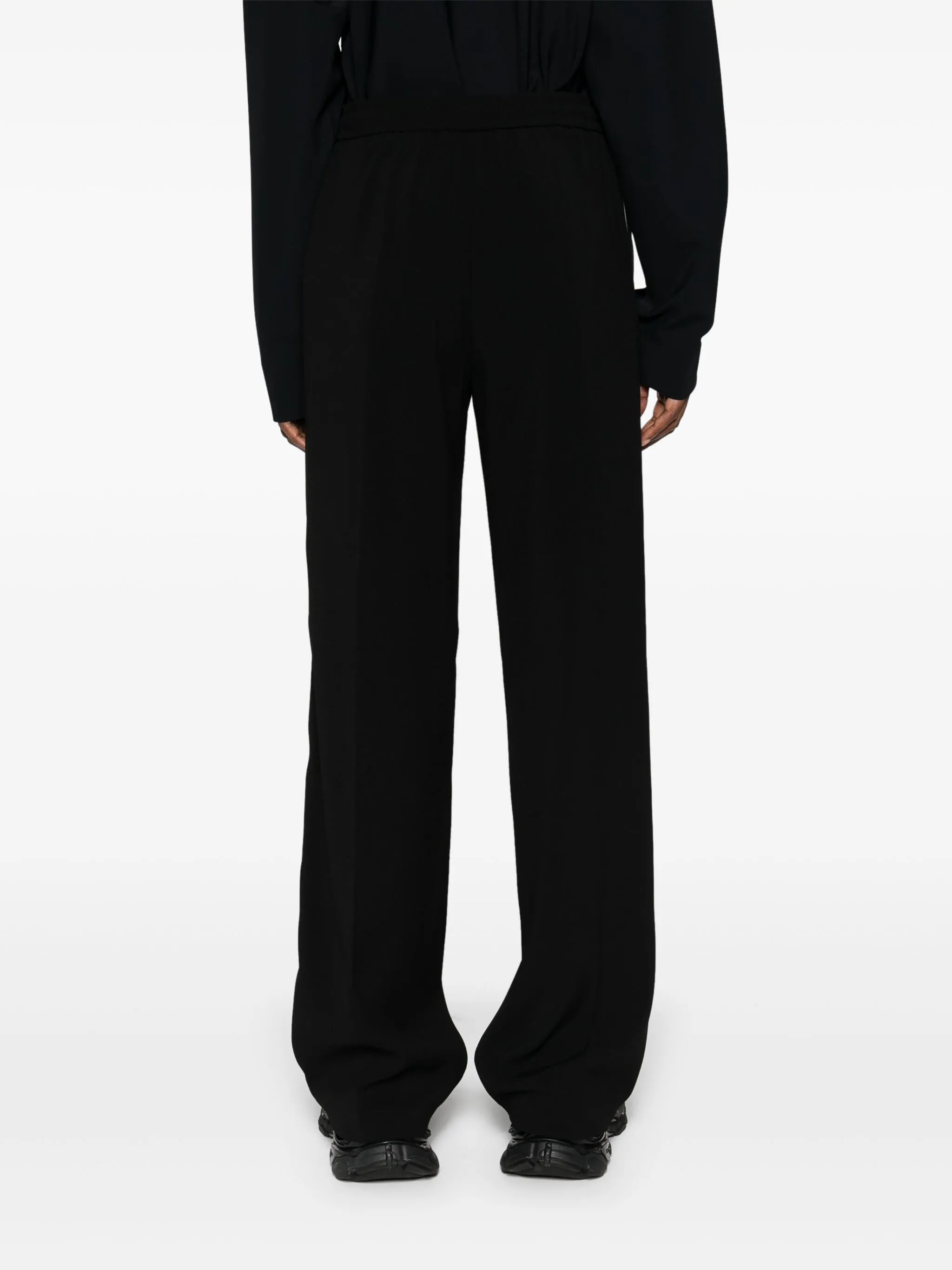 pressed-crease straight-leg trousers