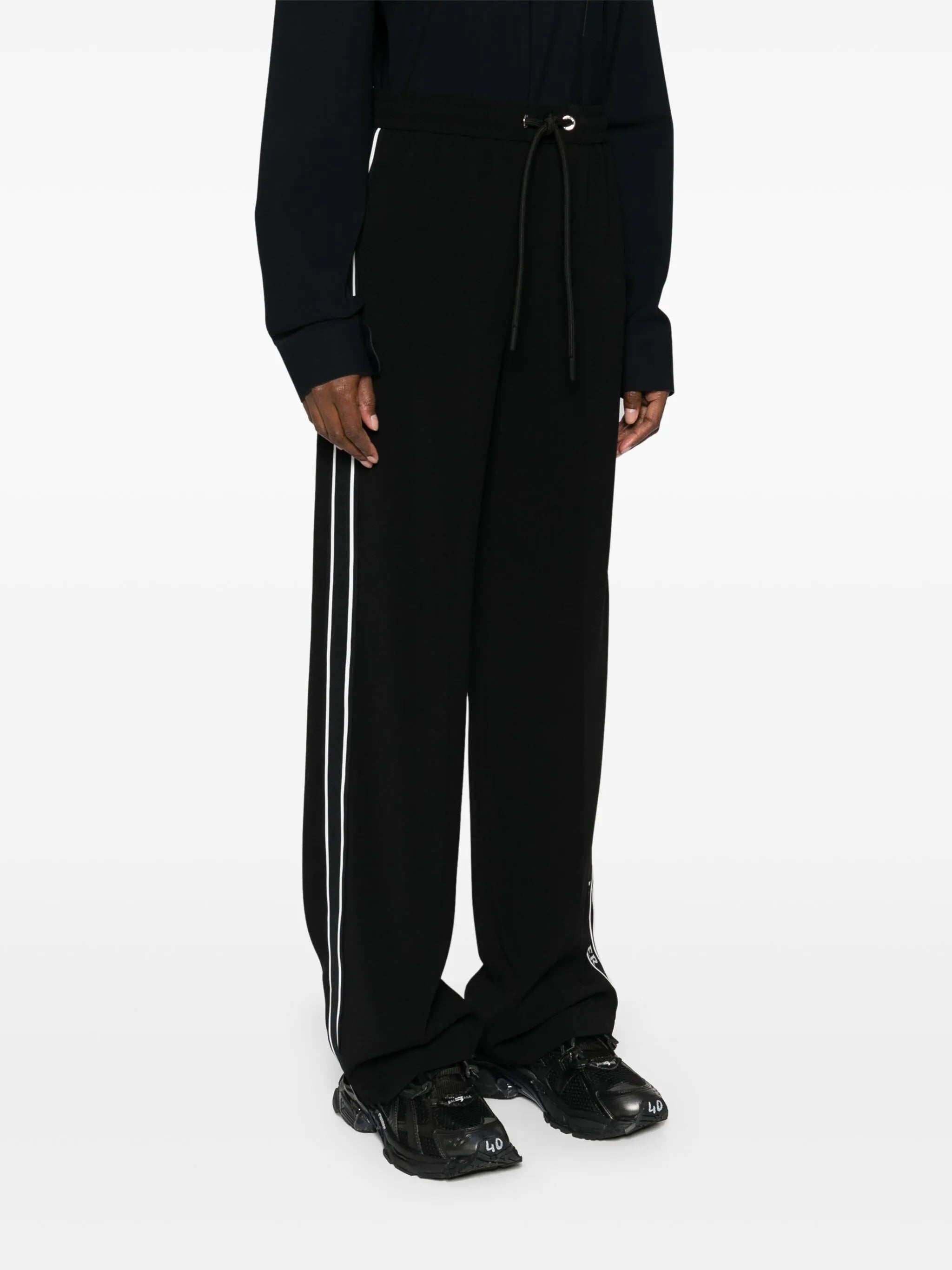 pressed-crease straight-leg trousers