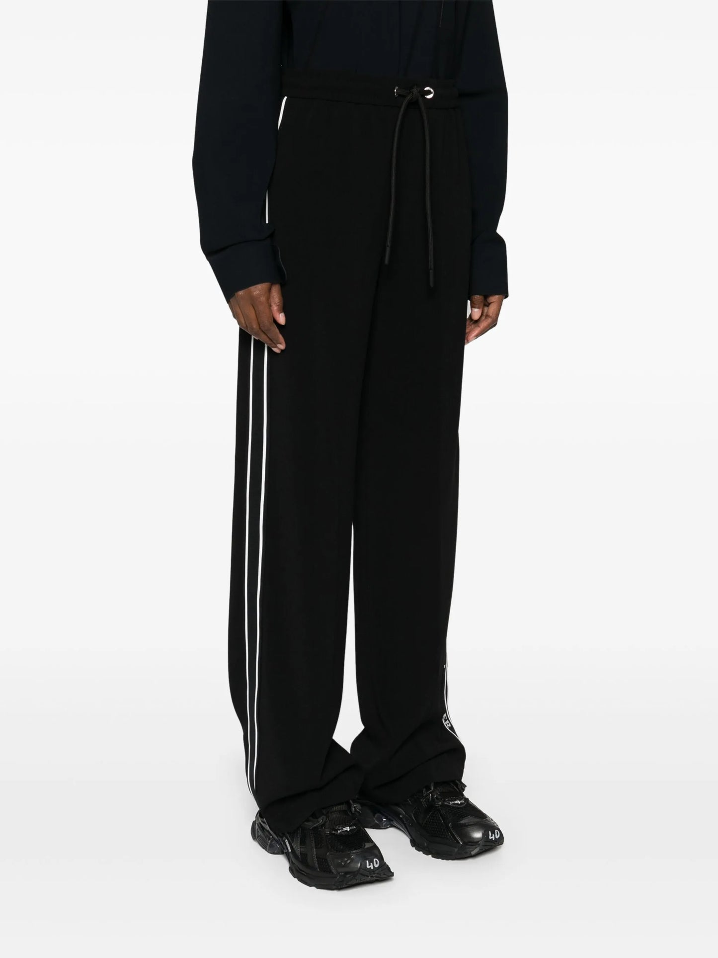 pressed-crease straight-leg trousers