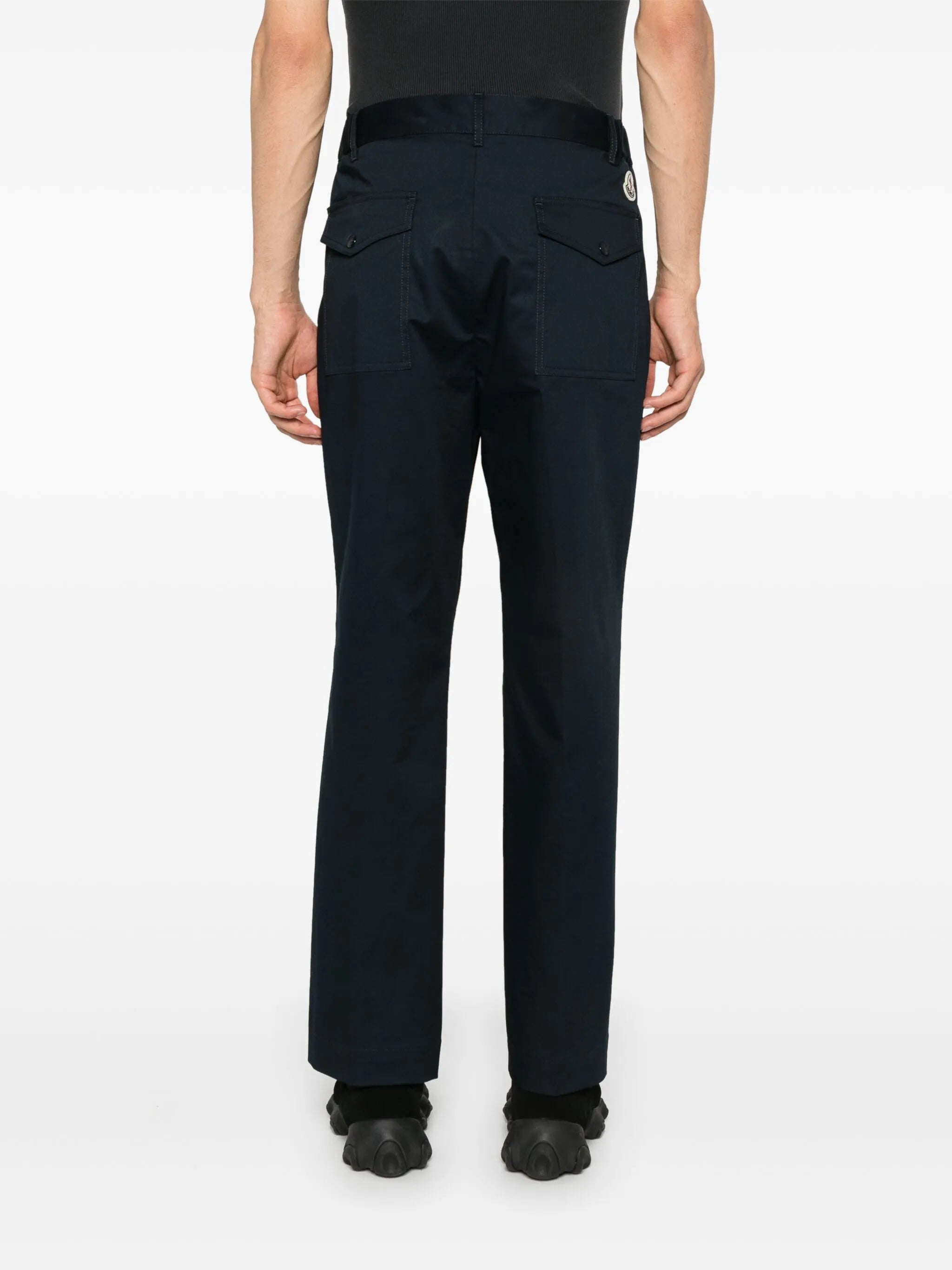 logo-patch gabardine tapered trousers