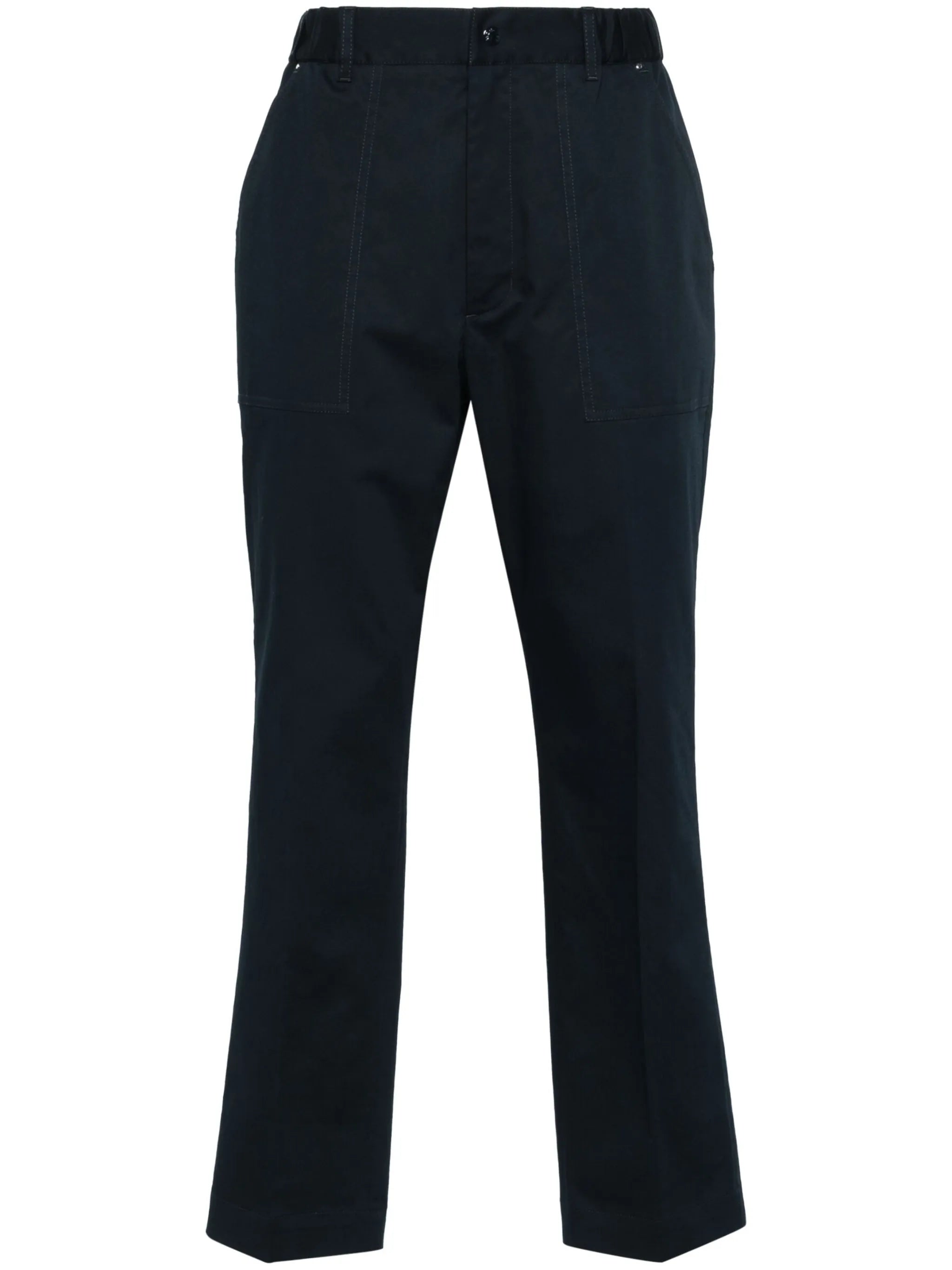 logo-patch gabardine tapered trousers