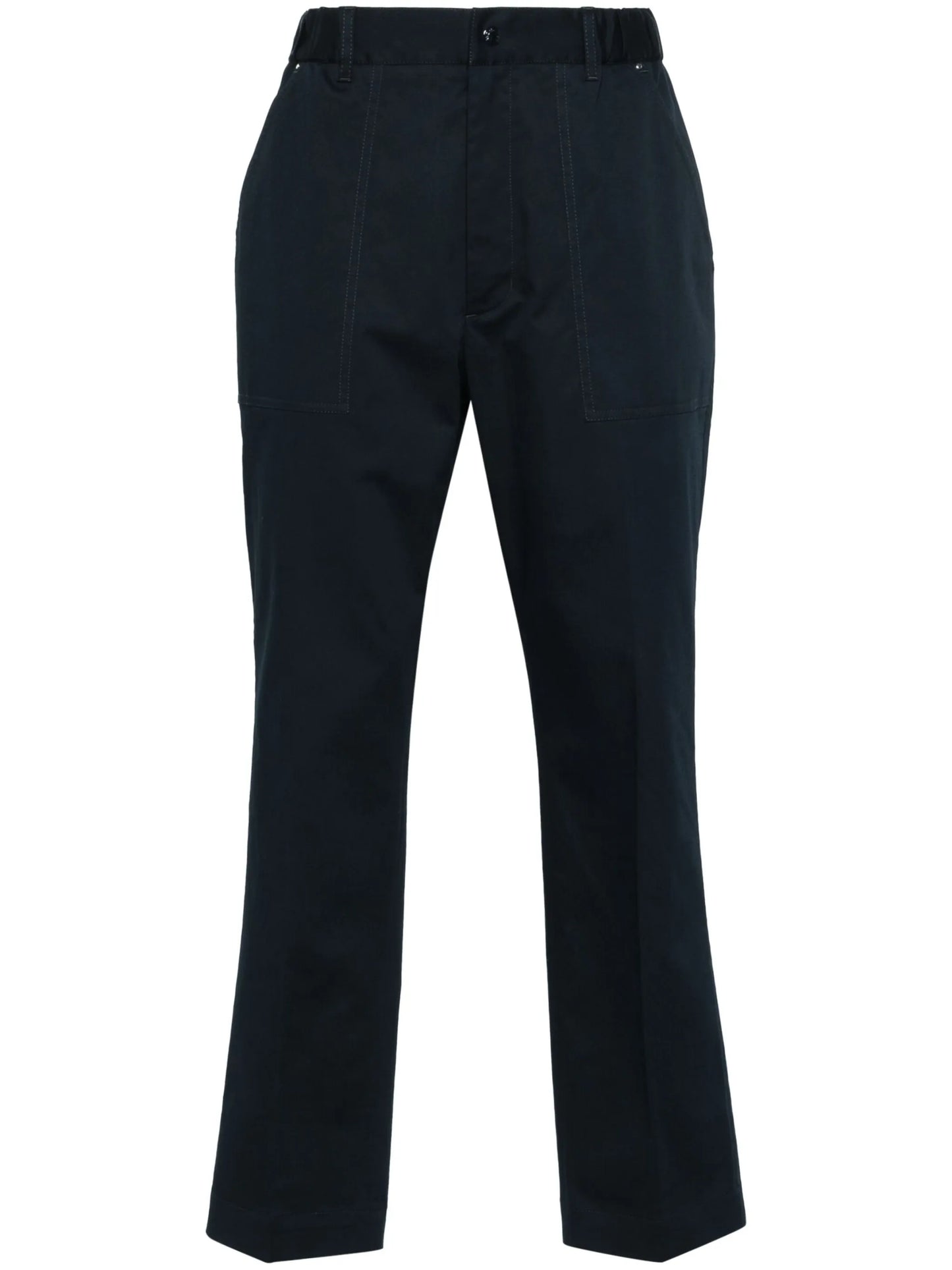 logo-patch gabardine tapered trousers