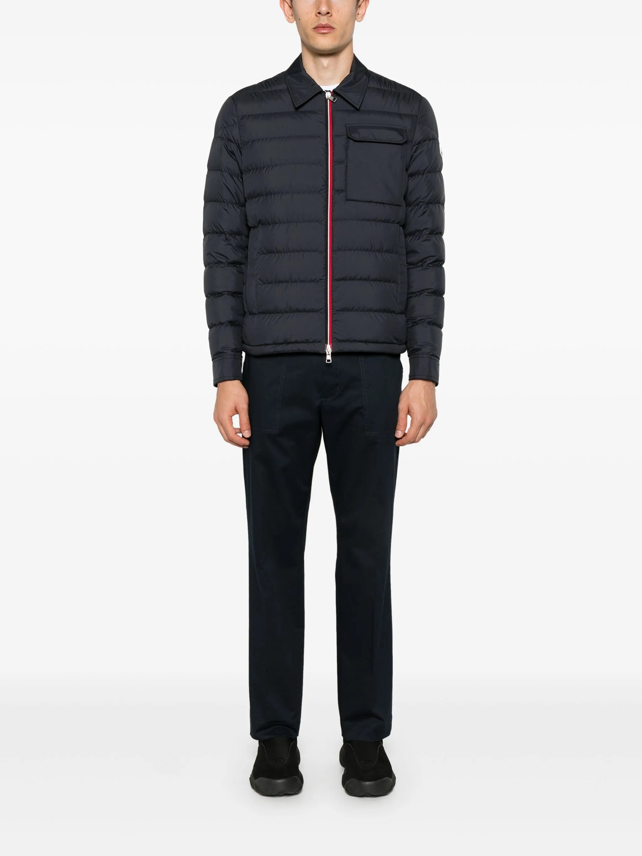 logo-patch gabardine tapered trousers