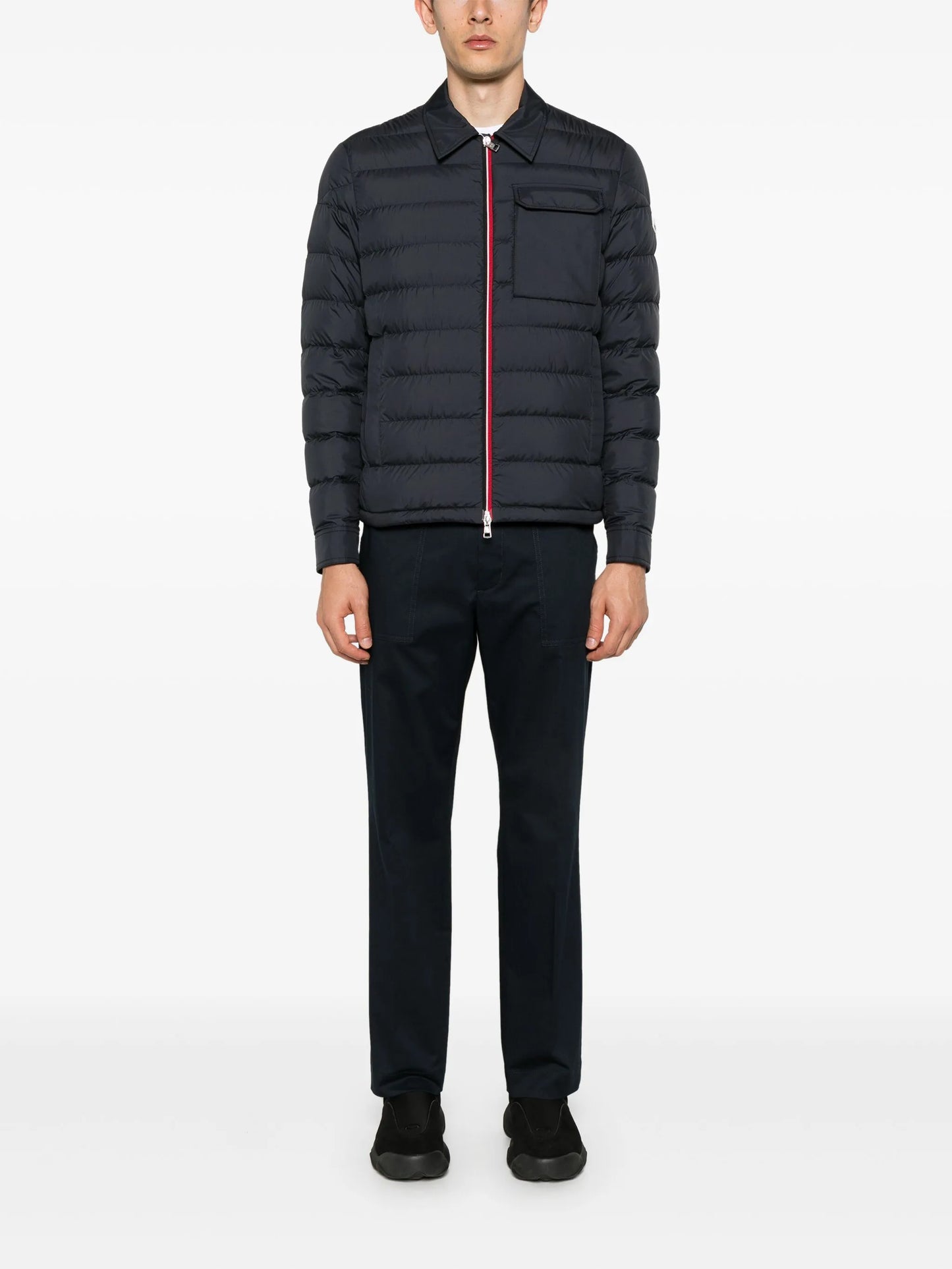 logo-patch gabardine tapered trousers