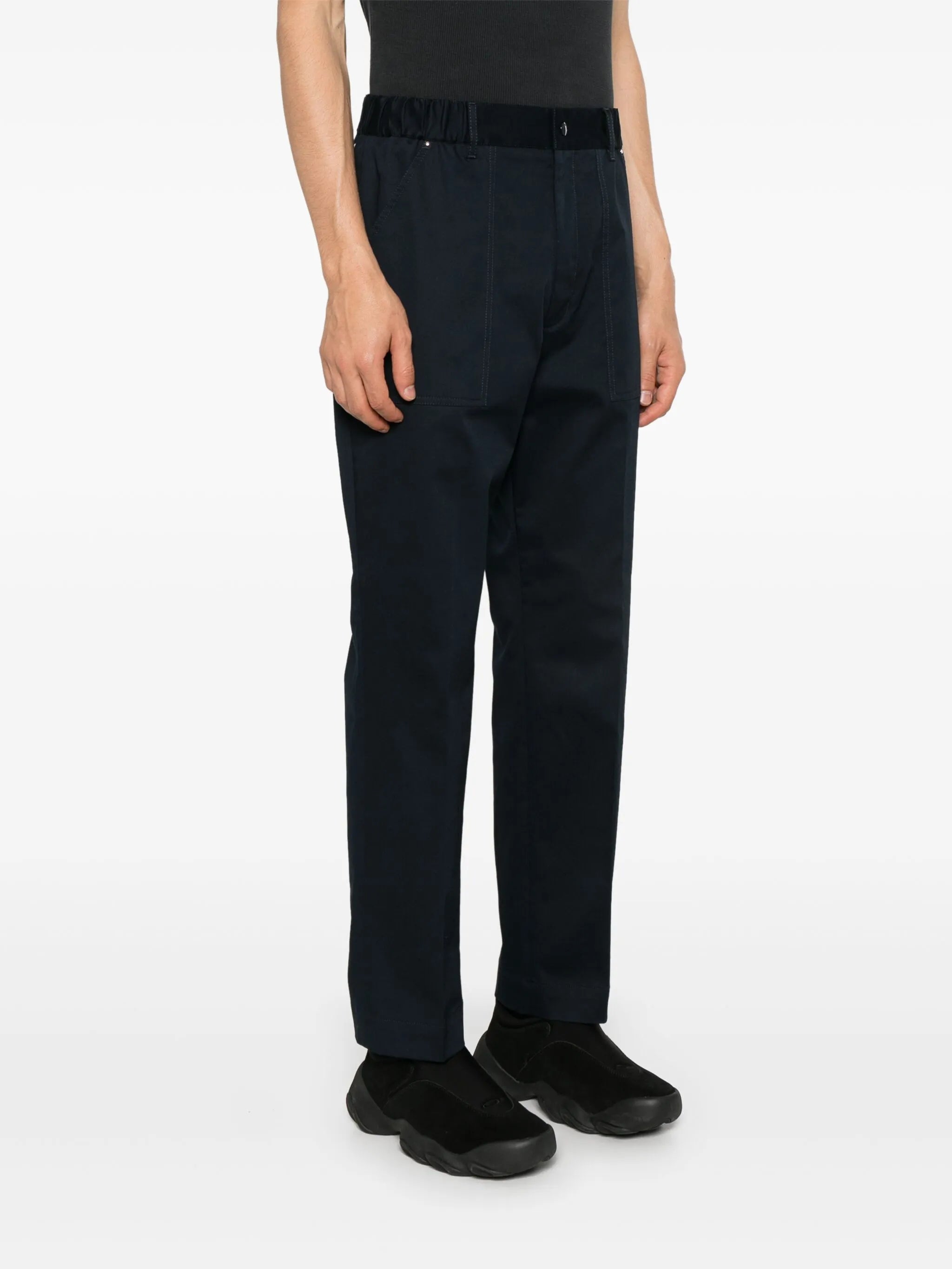 logo-patch gabardine tapered trousers
