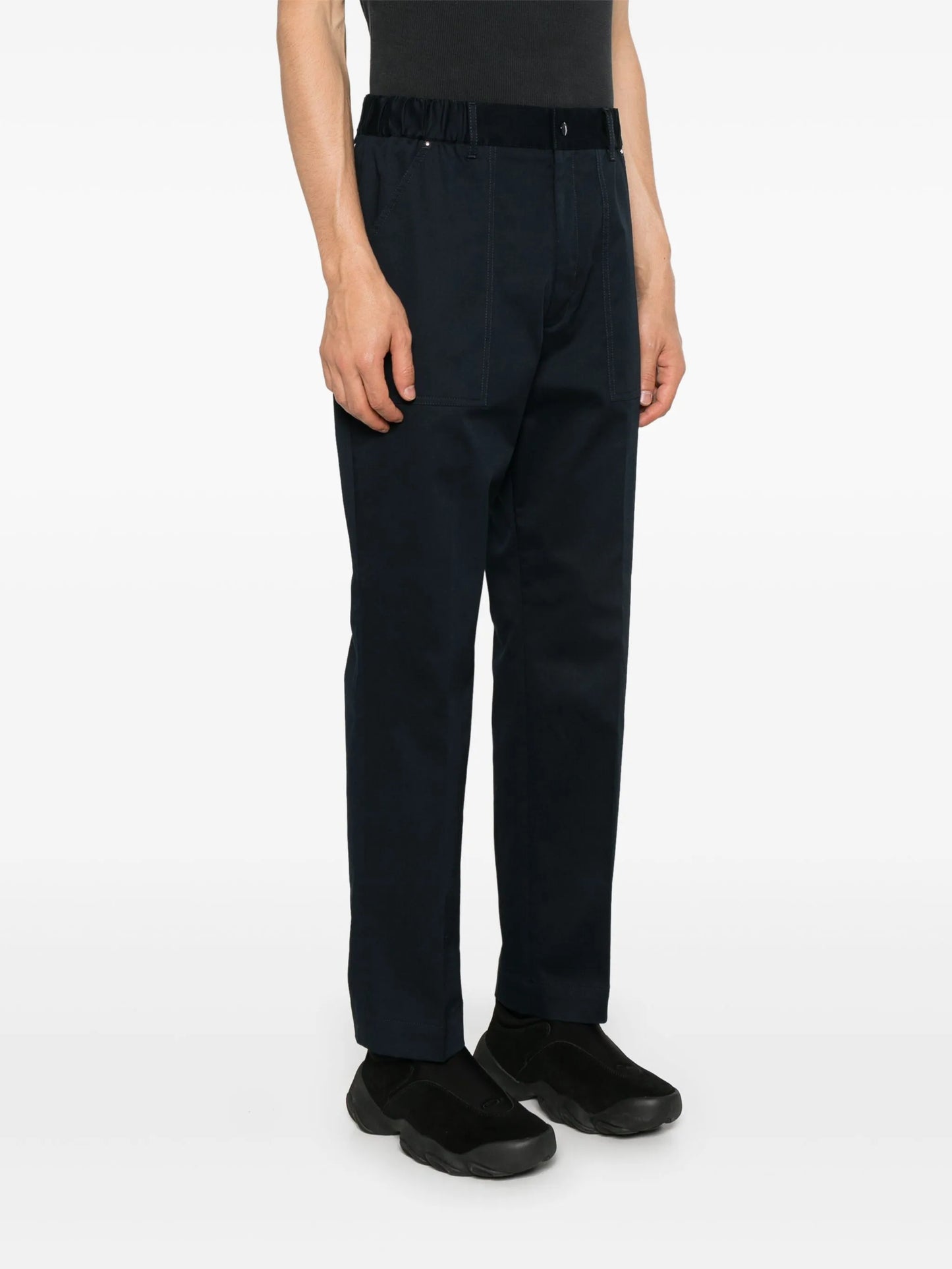 logo-patch gabardine tapered trousers