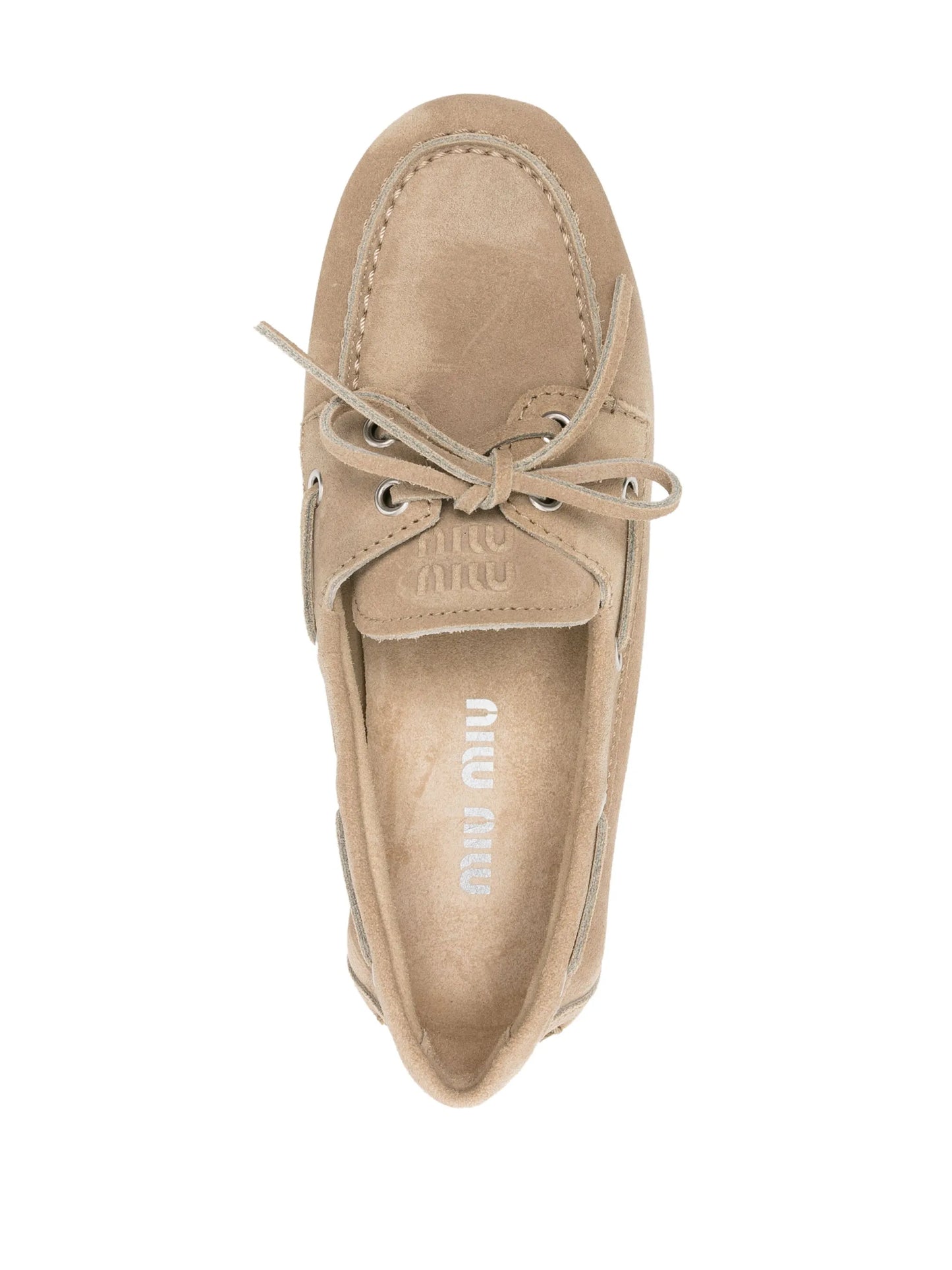 logo-embossed suede loafers