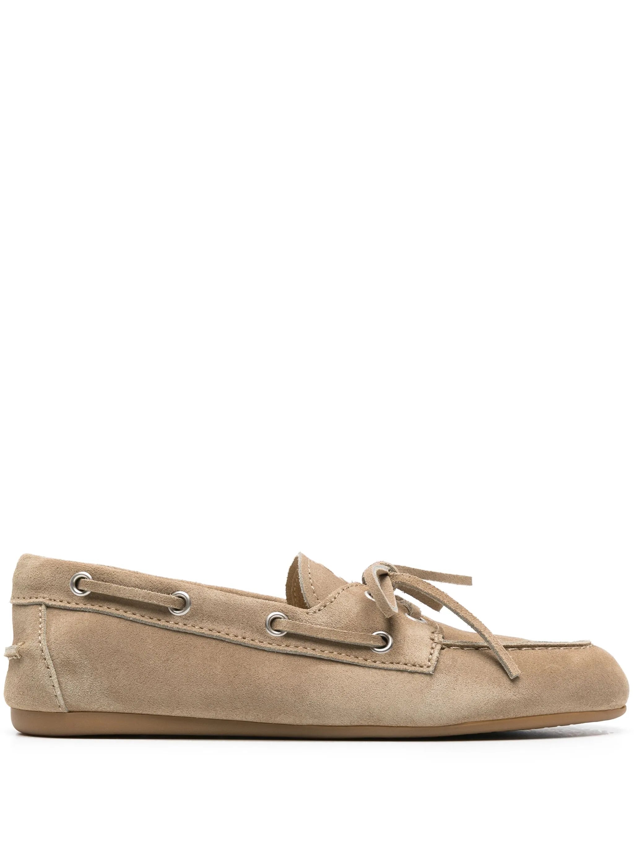 logo-embossed suede loafers