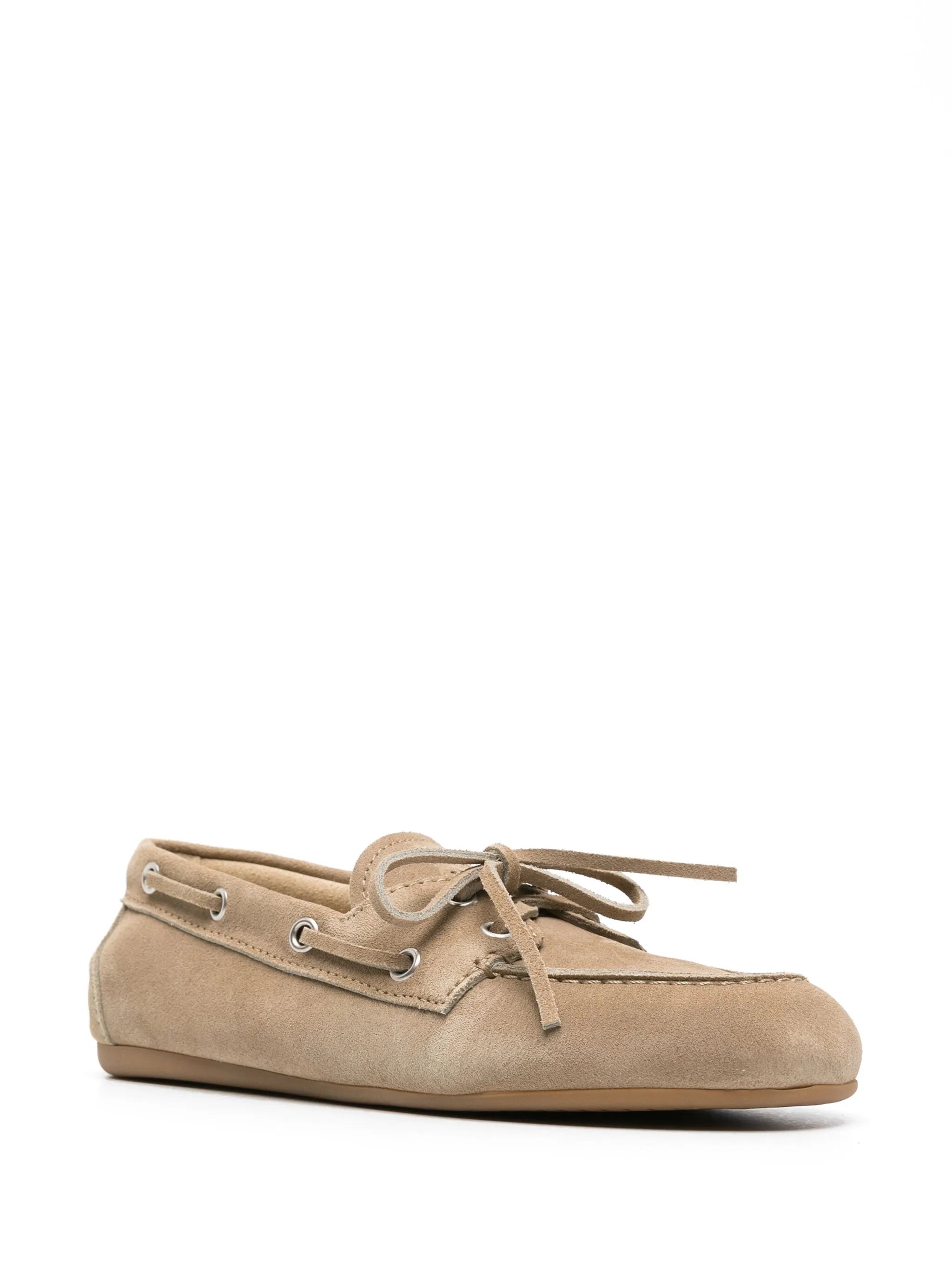 logo-embossed suede loafers