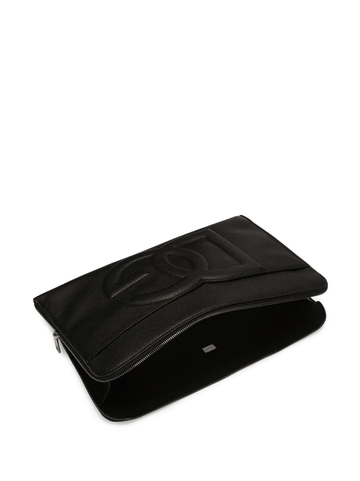 large logo-embossed clutch bag
