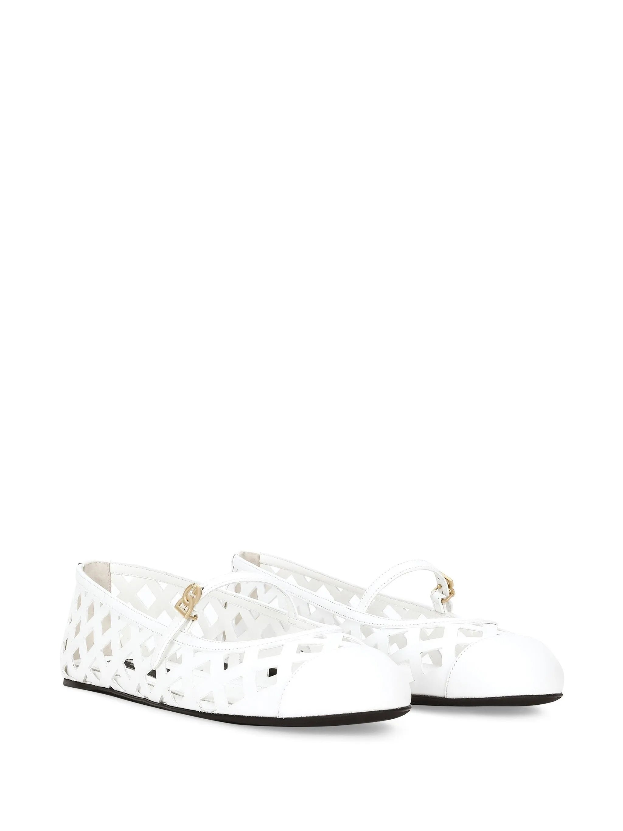 perforated leather ballerina shoes