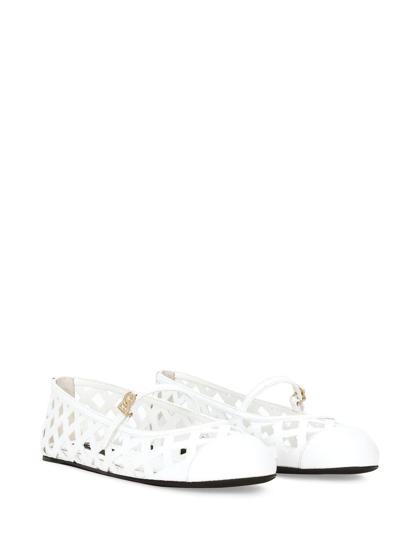 perforated leather ballerina shoes