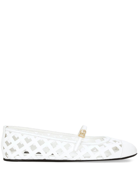 perforated leather ballerina shoes