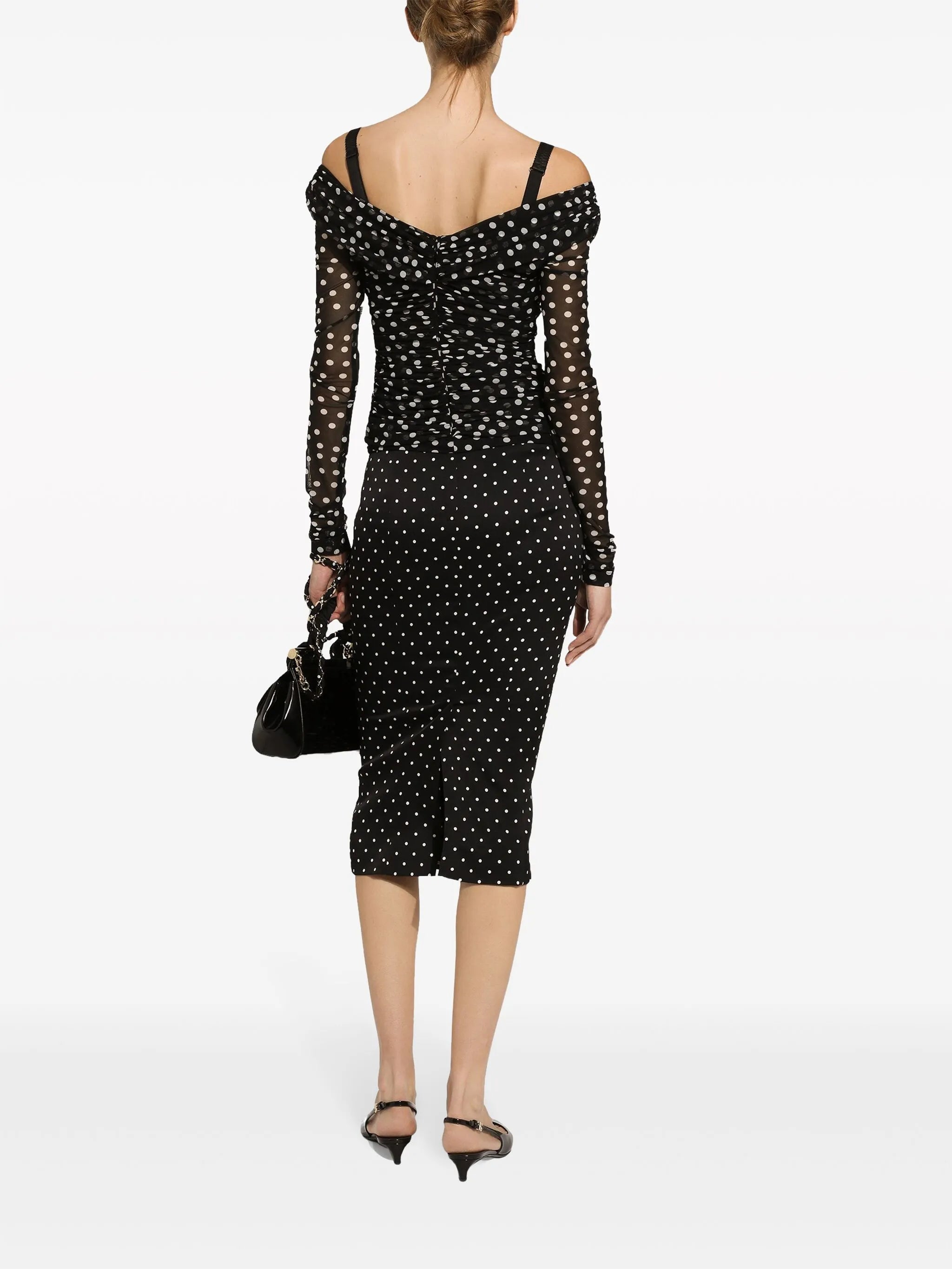 polka-dot pencil skirt